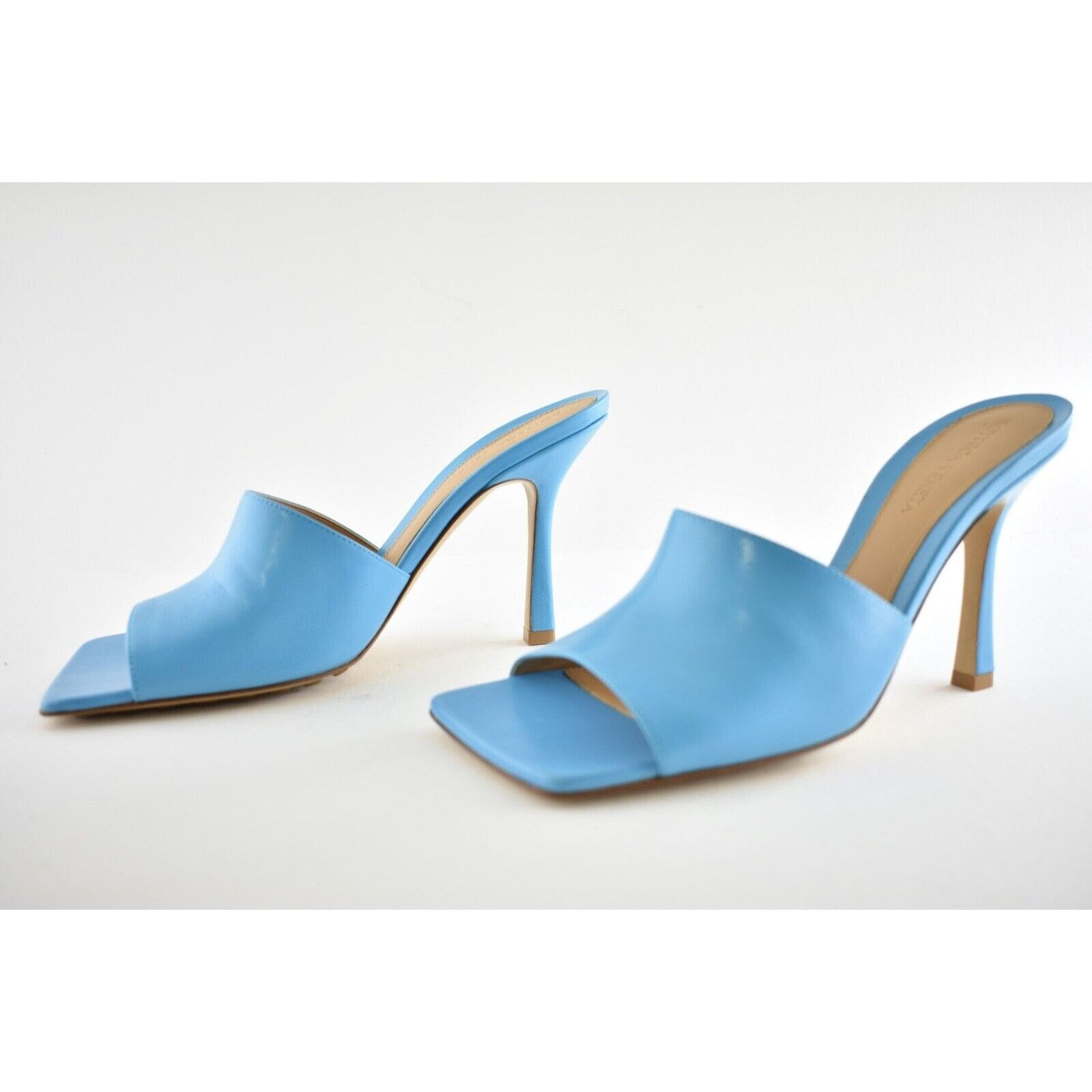 Bottega Veneta Stretch Square Toe Blue Backless Sandal Mule Heel Pump 37.5 Size US 7.5 / IT 37.5 - 10 Thumbnail