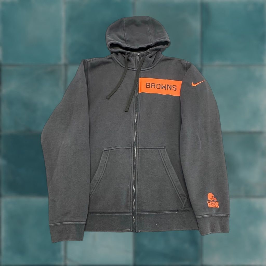 Nike VINTAGE Nike Sportswear Cleveland Browns Gray Mens S Orange Swoosh Zip Up Hoodie NFL Size US S / EU 44-46 / 1 - 1 Thumbnail