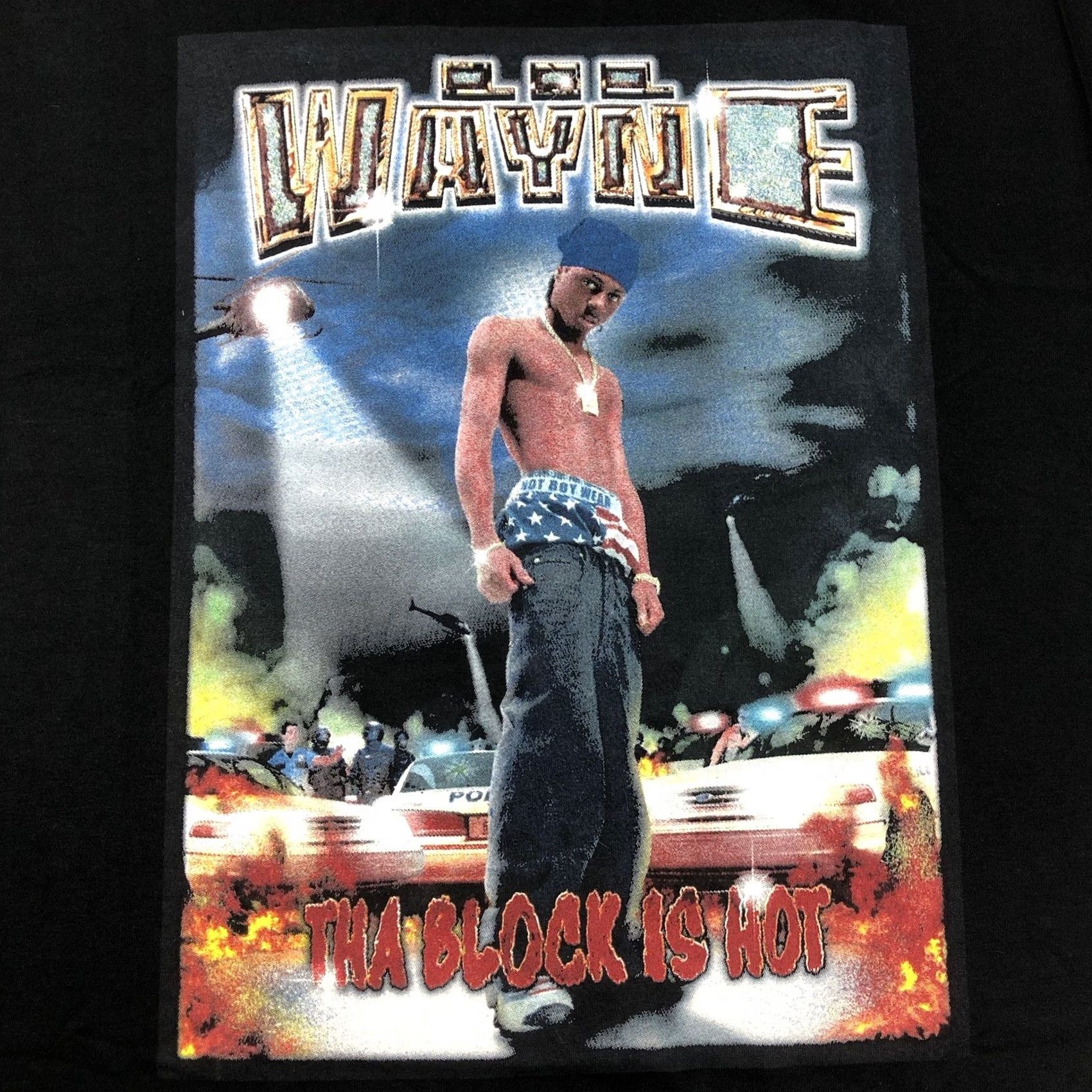 Fruit Of The Loom VINTAGE Nike Shirt Mens 1990s T-Shirt Hip Hop Black Lil Wayne The Tha Block Is Hot Cash Money Graphic Tee Size US L / EU 52-54 / 3 - 3 Thumbnail