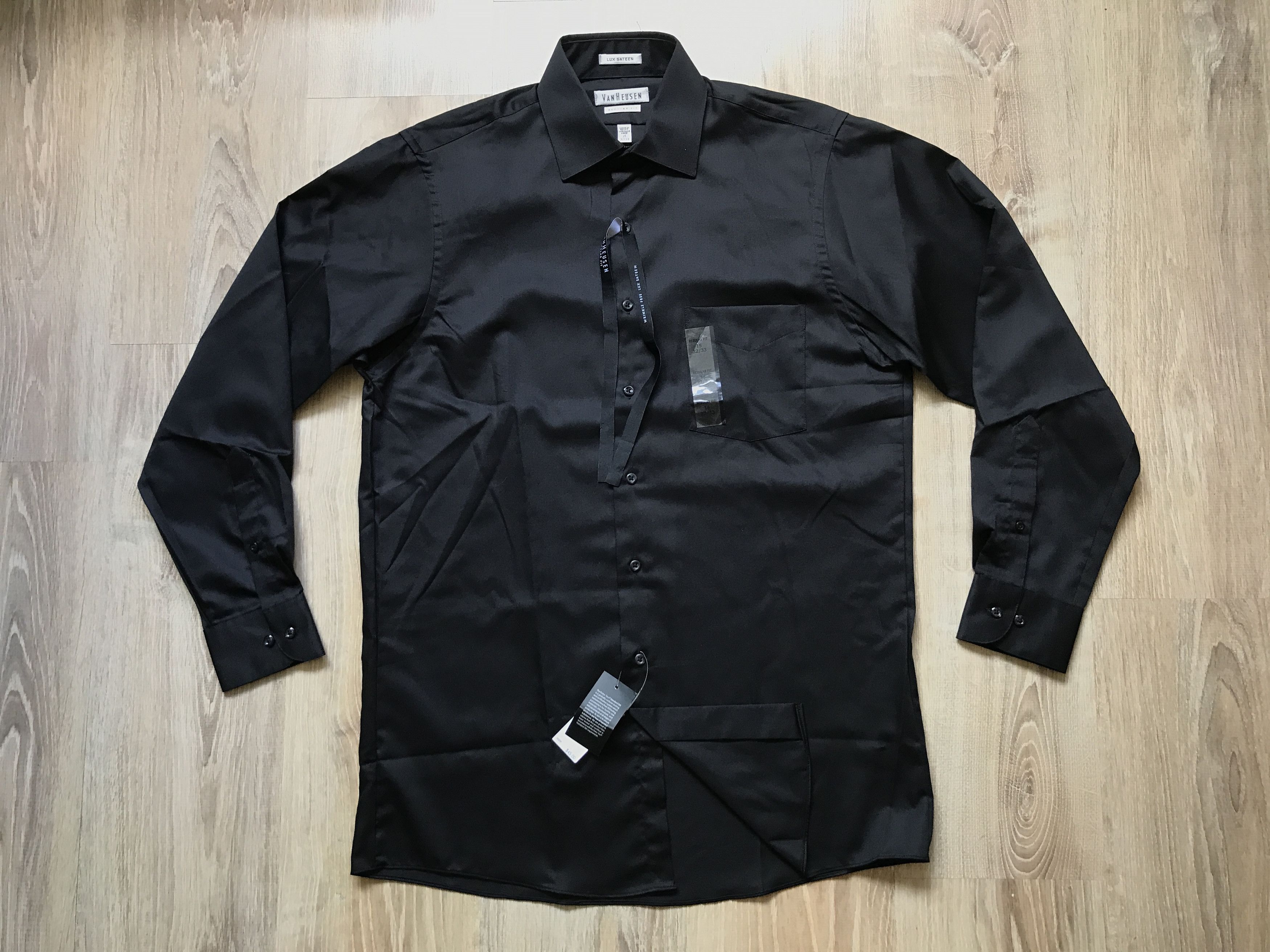 Van Heusen Black Lux Sateen Shirt