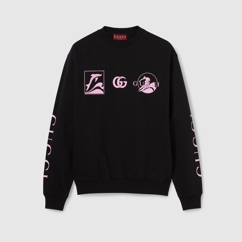Gucci oc11z0226 Printed Cotton Sweatshirt in Black Size US XXL / EU 58 / 5 - 1 Thumbnail