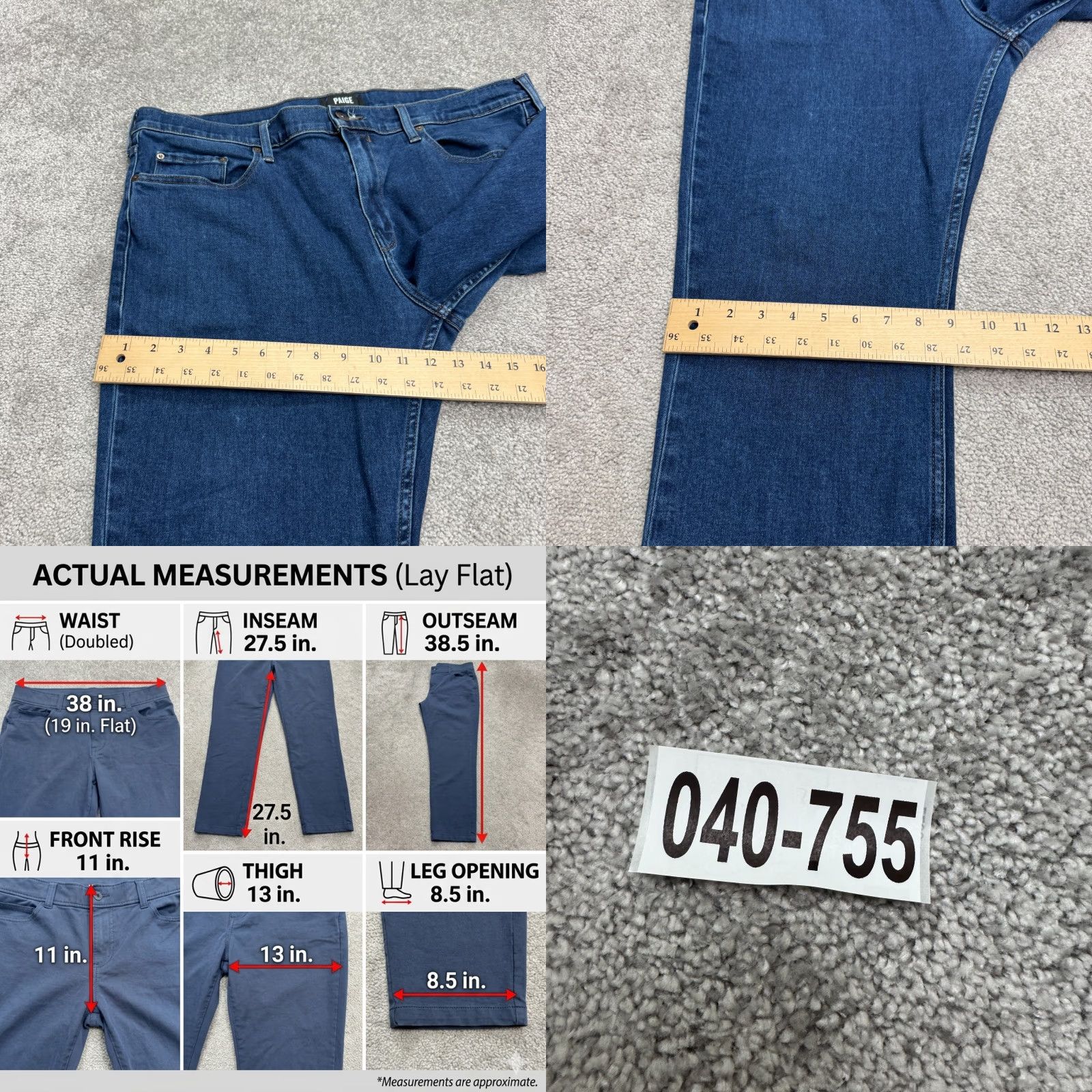 Paige Paige Federal Jeans Straight Leg Denim Womens 38 Blue Cotton Blend Casual Vintage No Size 26" / US 2 / IT 38 - 10 Thumbnail
