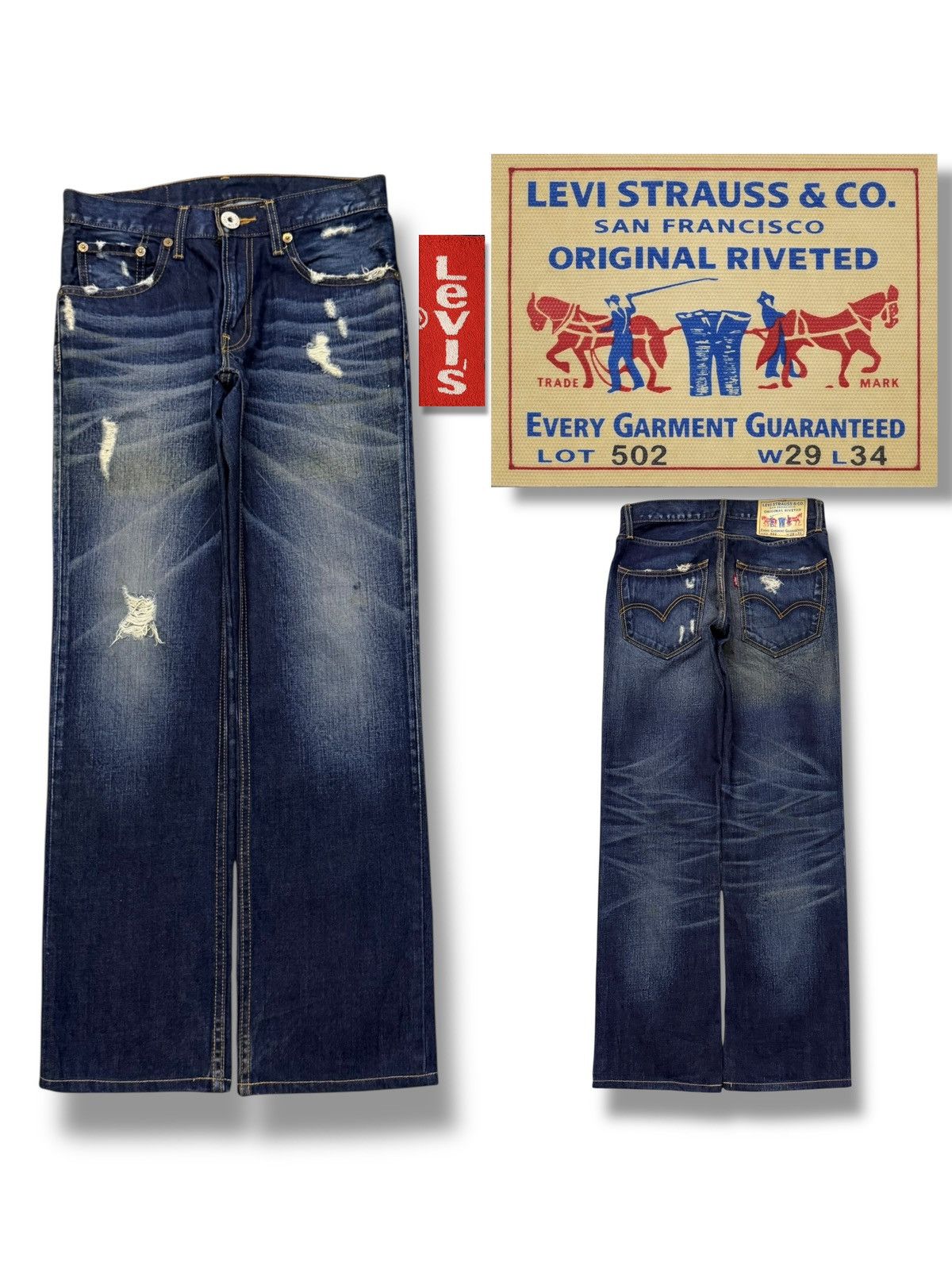 Levi's Vintage Levi’s 502 Denim Jeans | Whisker Wash Distressed W30 Size US 30 / EU 46 - 1 Thumbnail