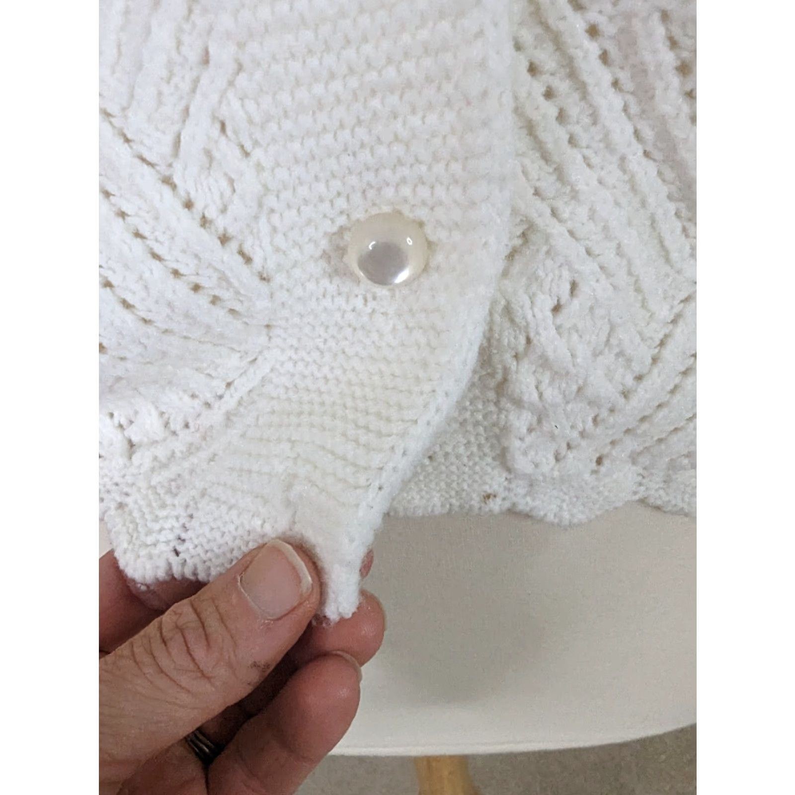 Vintage VINTAGE White Cable-Knit Cardigan Sweater XL Women Size XL / US 12-14 / IT 48-50 - 4 Thumbnail