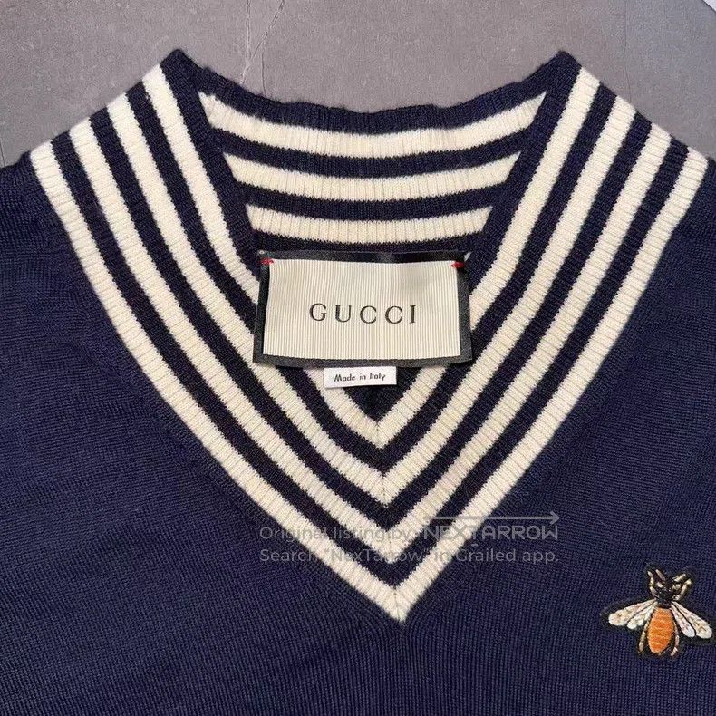 Gucci Gucci Bee pattern v-neck woollen sweater Size US XS / EU 42 / 0 - 3 Thumbnail