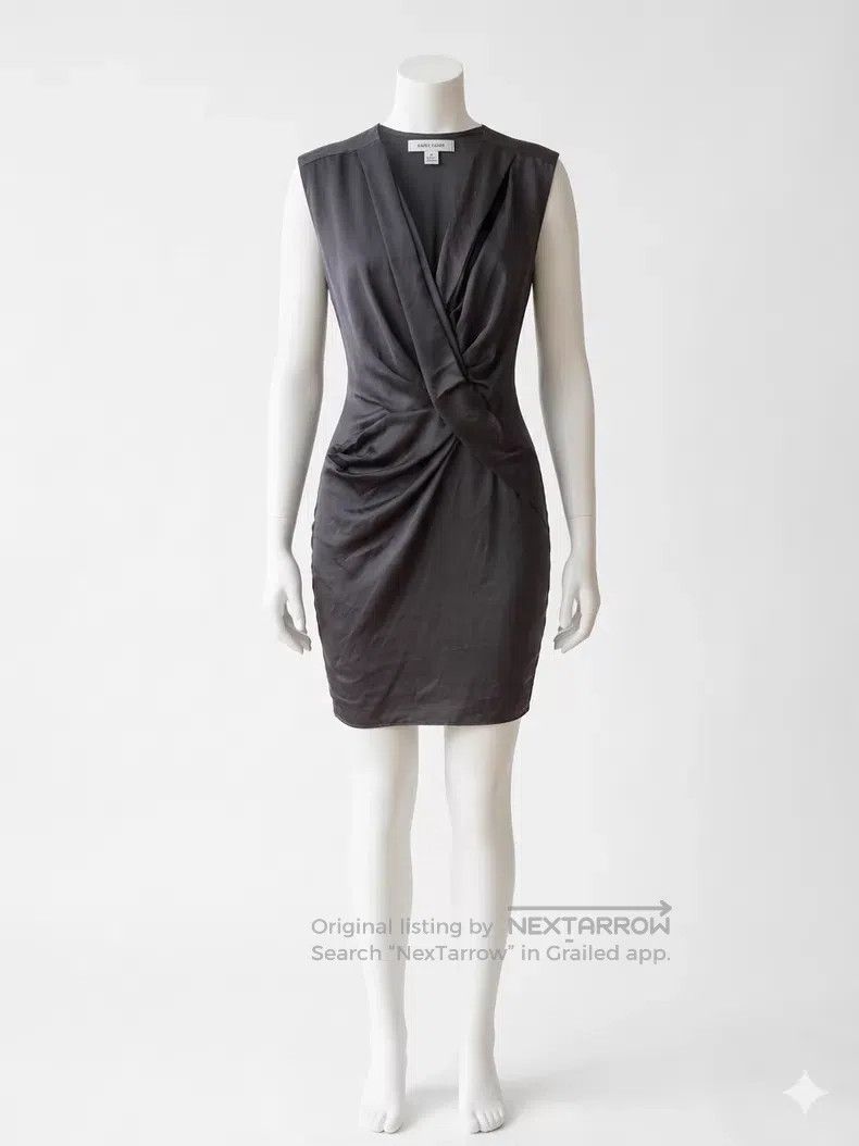 Helmut Lang Helmut Lang size 0 Grey silk crossover design pieced fabric Size M / US 6-8 / IT 42-44 - 2 Thumbnail