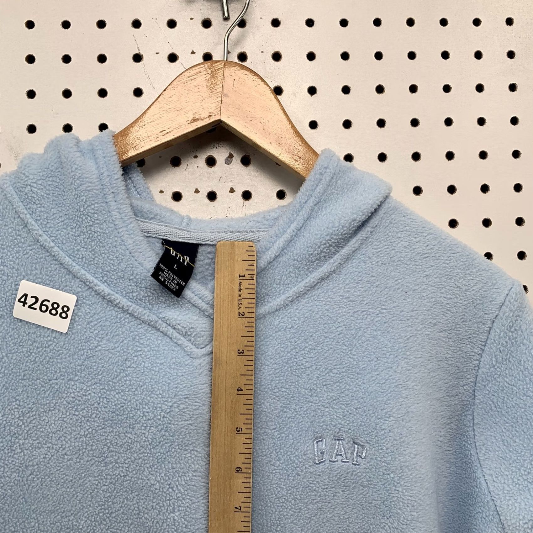 Gap VINTAGE Gap Hoodie Sweatshirt Women Large Fleece Light Blue Long Sleeve Pullover Size L / US 10 / IT 46 - 5 Thumbnail