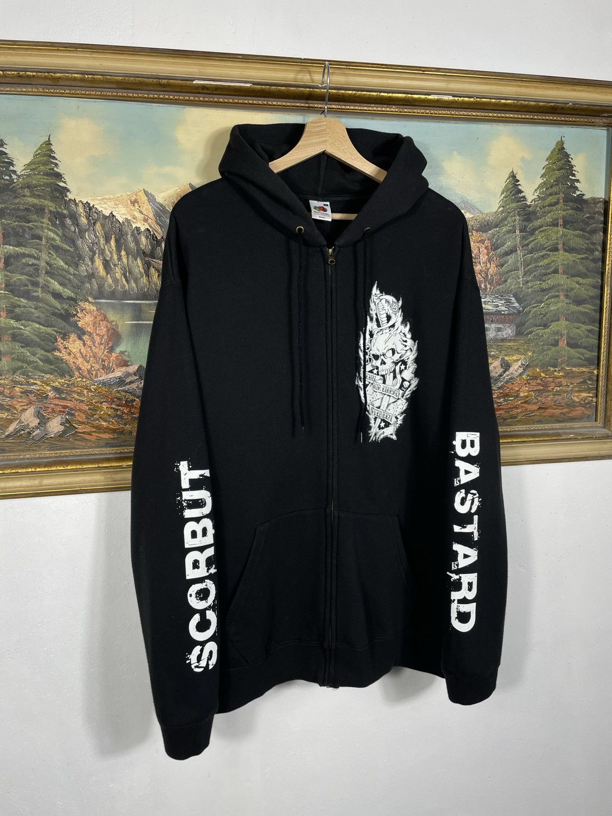 Affliction × Band Tees Black retro 00s hoodie Scorbut band merch rock metal skull Size US XL / EU 56 / 4 - 3 Thumbnail