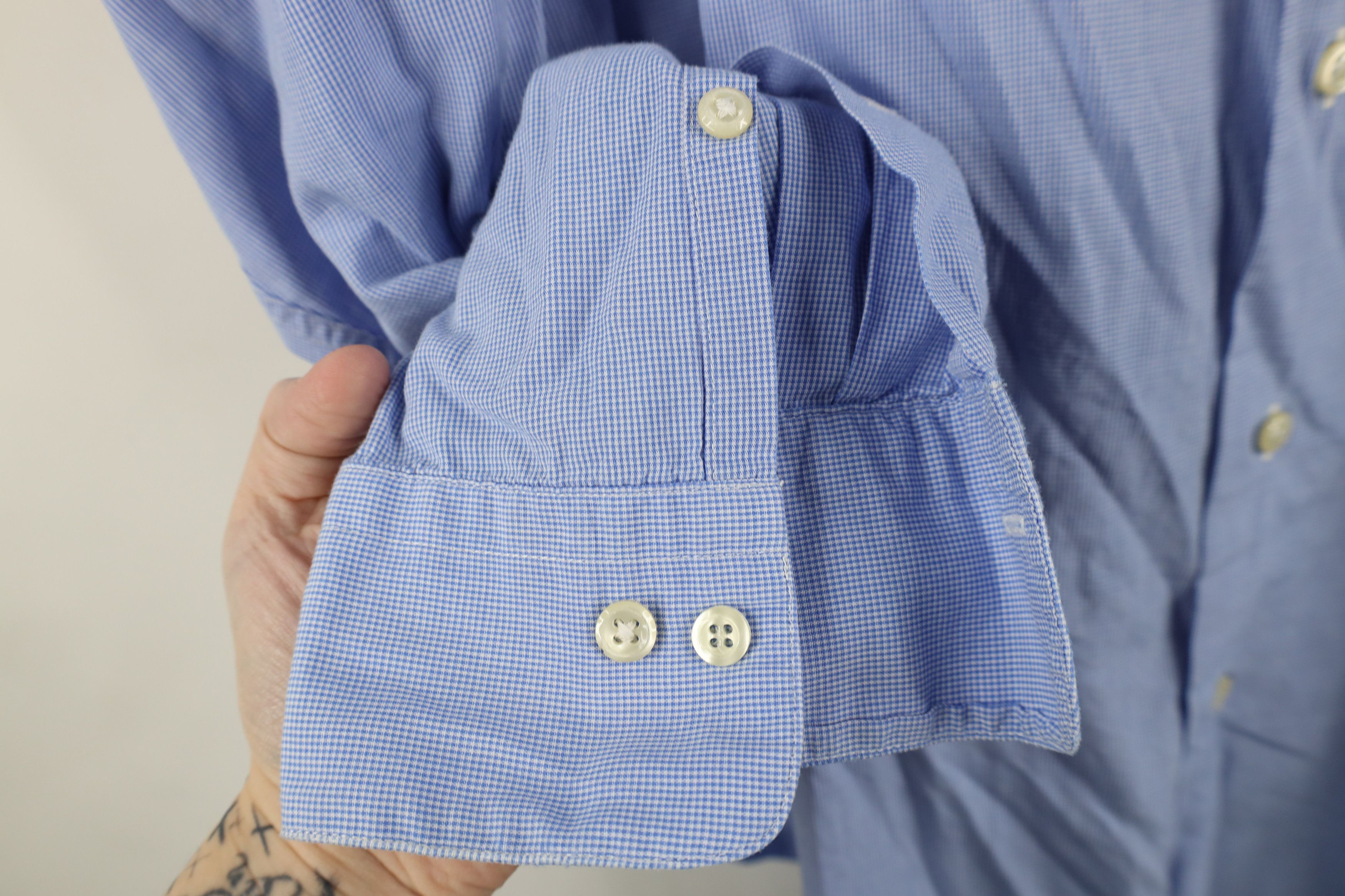 Ralph Lauren × Vintage Vintage Ralph Lauren Micro Collared Button Shirt Blue Cotton Size US M / EU 48-50 / 2 - 5 Thumbnail