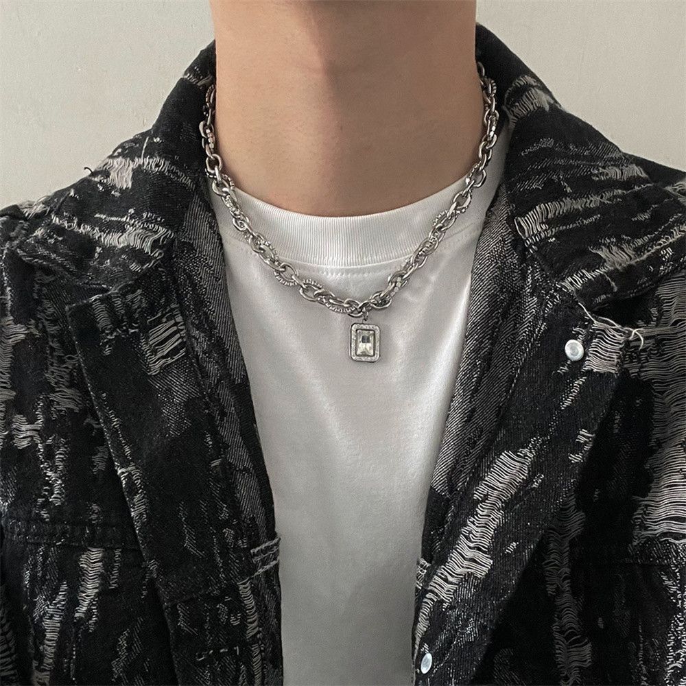 Jewelry Hip Hop Square Zircon Necklace Size ONE SIZE - 2 Thumbnail