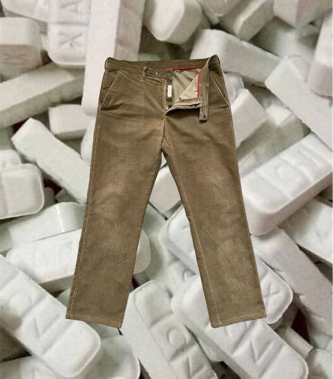 Image of Archival Clothing x Prada Corduroy Vintage Prada Pants in Beige, Men's (Size 36)