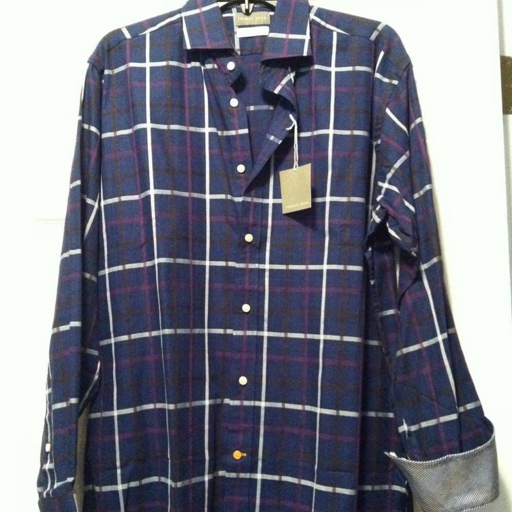 Thomas Dean THOMAS DEAN MENS NEW NAVY 100%COTTON CASUAL SHIRT SIZE: M Size US M / EU 48-50 / 2 - 3 Thumbnail