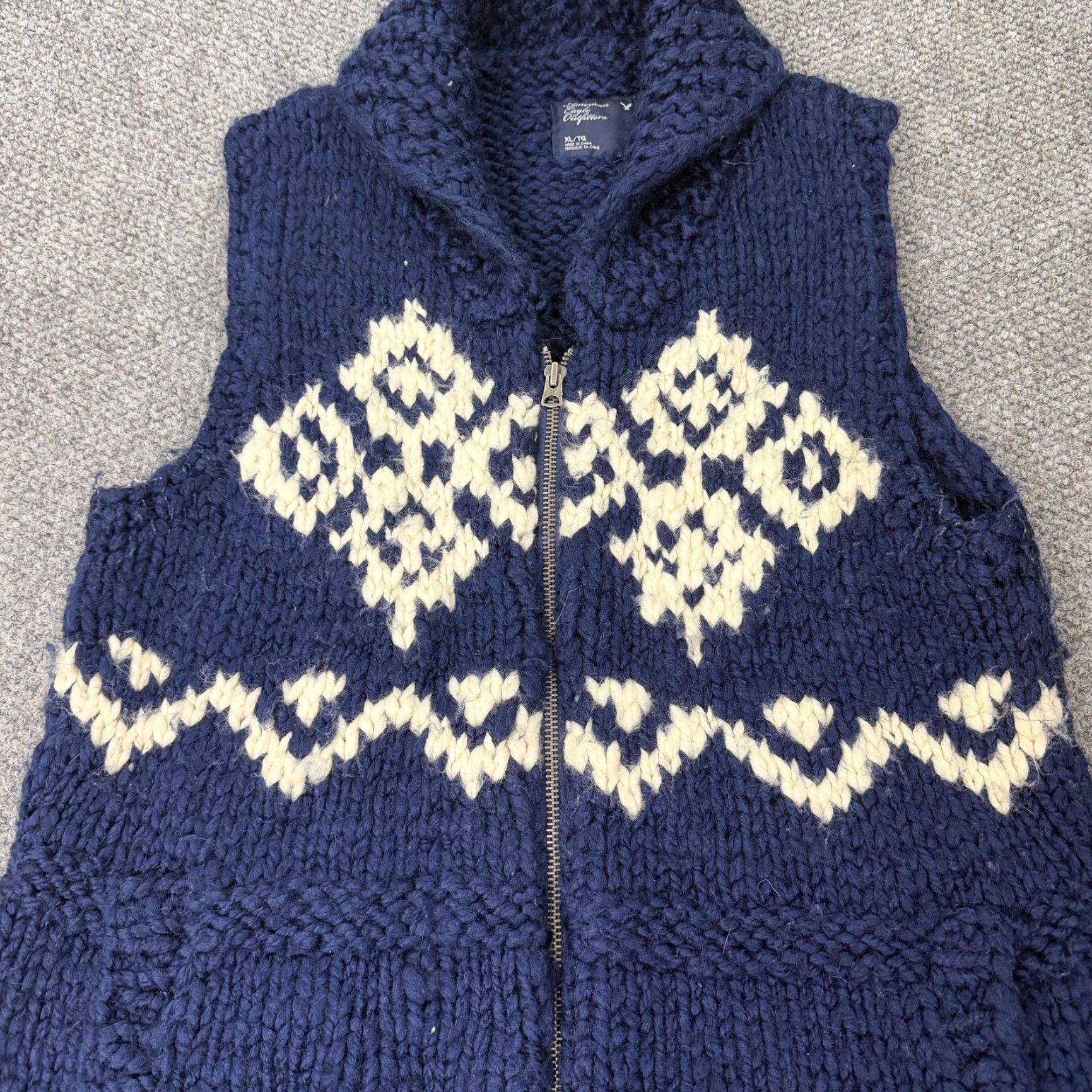 American Eagle Outfitters American Eagle Outfitters Sweater Vest Women XL Navy Wool Blend Zip Fair Isle Knit Pockets Womens Size XL / US 12-14 / IT 48-50 - 2 Thumbnail