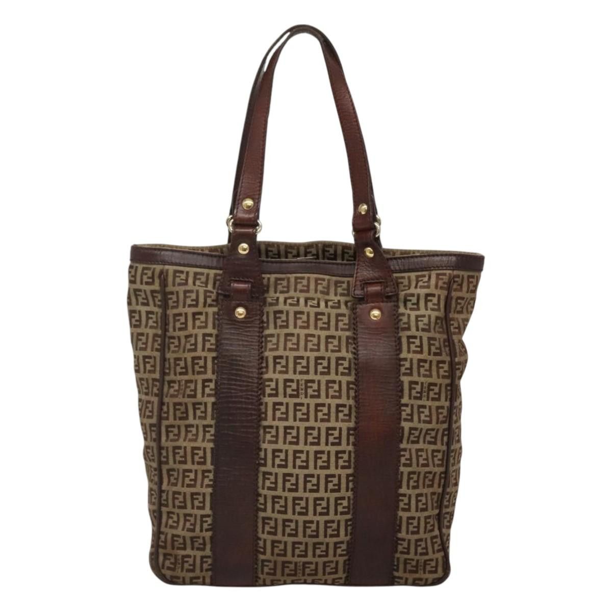 Fendi FENDI Zucchino Canvas Tote Bag Beige Gold Size ONE SIZE - 3 Thumbnail