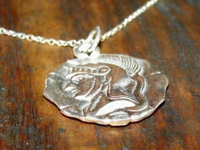 Designer Sterling Silver Greek Warrior Coin Charm Necklace Size ONE SIZE - 2 Thumbnail