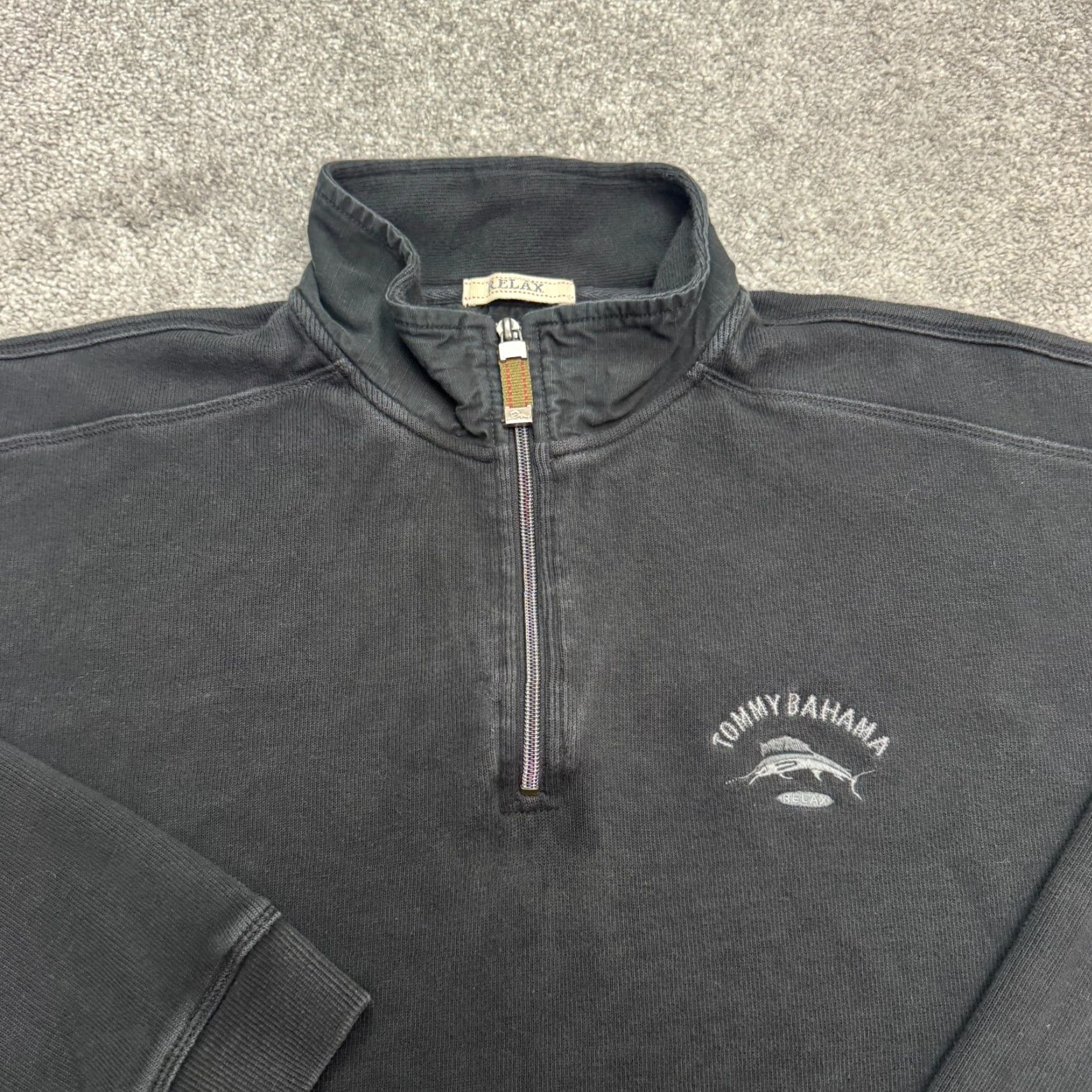 Tommy Bahama Tommy Bahama Sweatshirt Mens XL Black 1/4 Zip Pullover Knit Cotton Relaxed Logo Marlin Outdoor Athleisure shirt/hoodie style Size US XL / EU 56 / 4 - 4 Thumbnail
