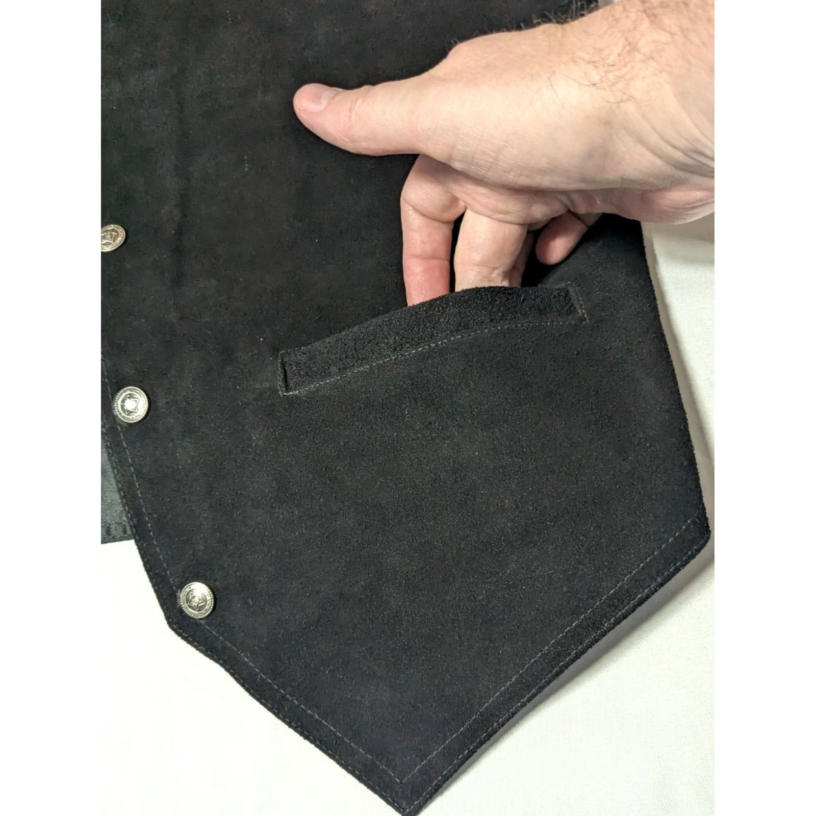 Vintage VTG Jazzman Sportswear Oklahoma State Seal Buttons Men Medium Black Leather Vest Size US M / EU 48-50 / 2 - 6 Thumbnail