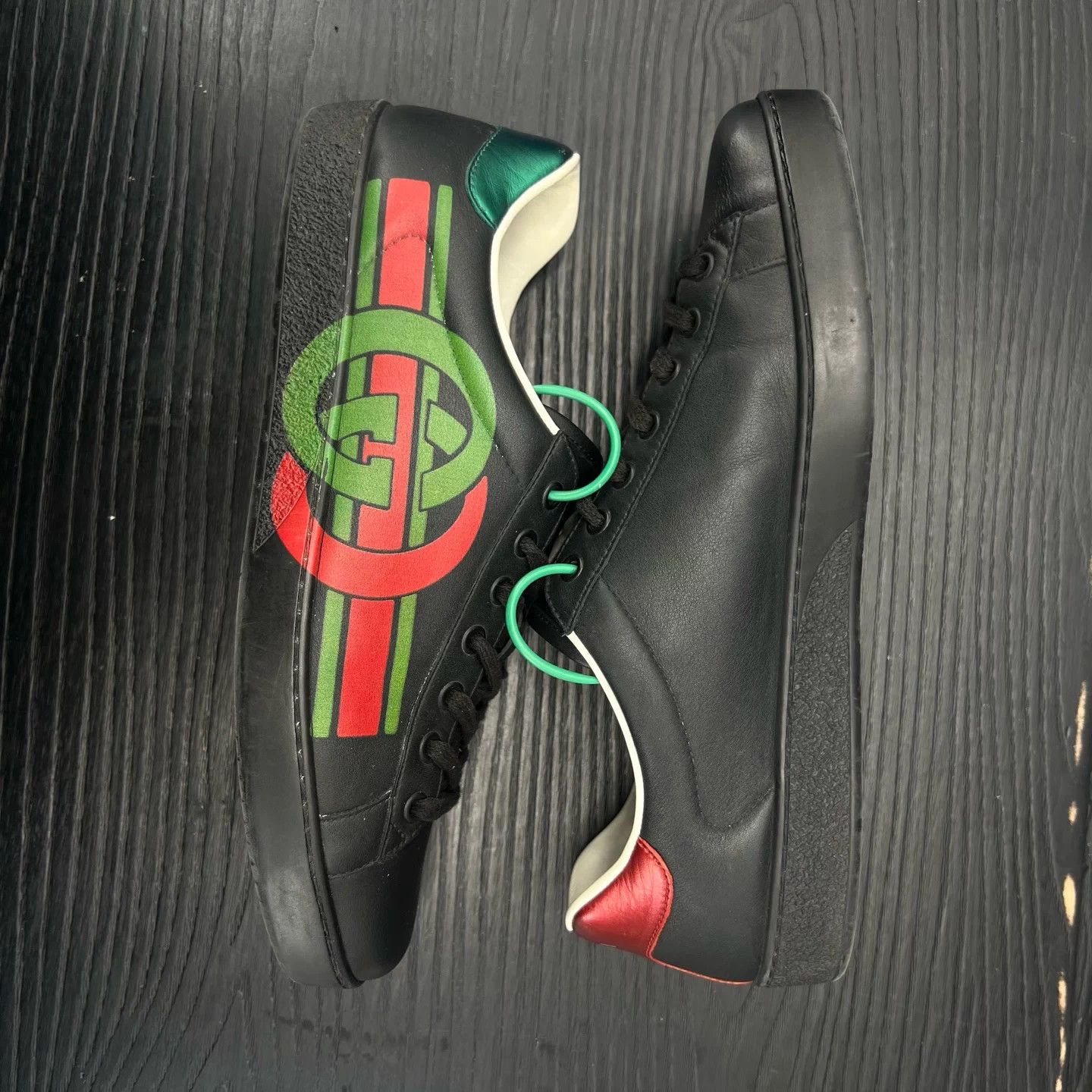 Gucci Gucci Ace 8 black green like new Size US 9 / EU 42 - 3 Thumbnail