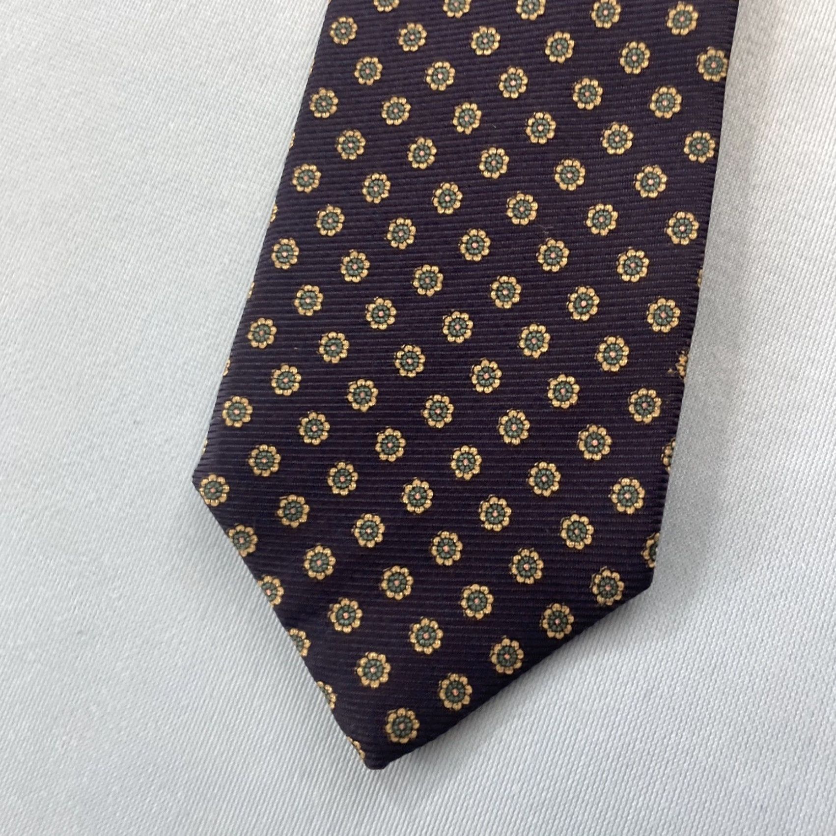 Vintage Jacob Roberts Silk Tie Italy Foulard Deco MicroDots Geometric Blue vtg 90s 3x59 Capsule Necktie Size ONE SIZE - 4 Thumbnail