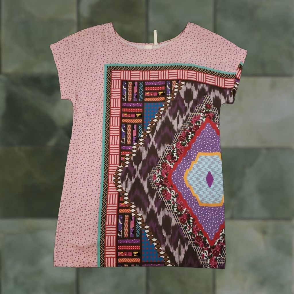 Anthropologie VINTAGE Anthropologie Silk Shift Dress Women Small Pink Geometric 90s Casual Party Size 28" / US 6 / IT 42 - 1 Thumbnail