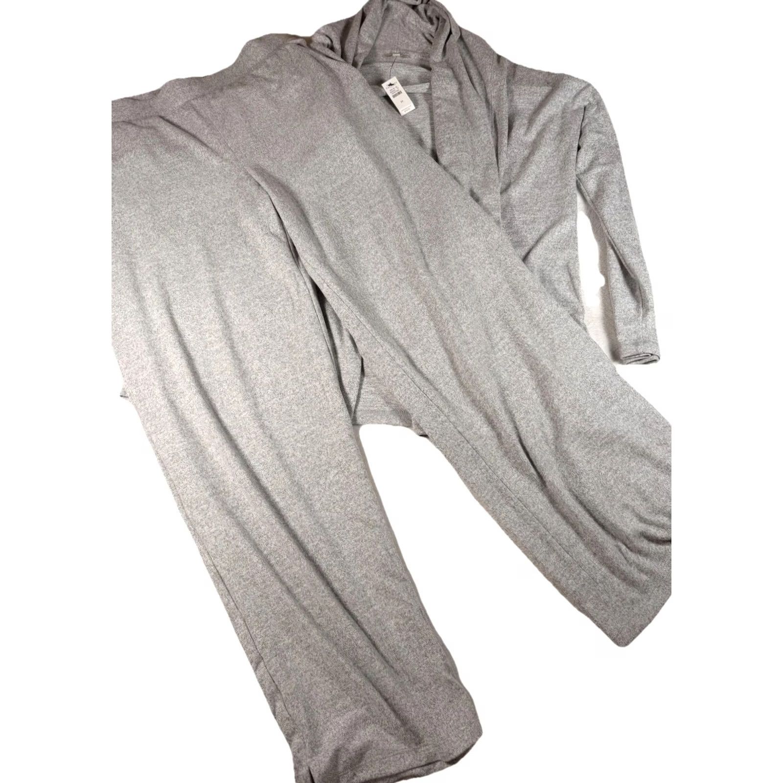 Talbots Talbots Lounge Set Womens M Gray Knit Cardigan Open Front Wide Leg Pants Set/Outfit/Two-Piece Casual Lounge Wear Size M / US 6-8 / IT 42-44 - 4 Thumbnail