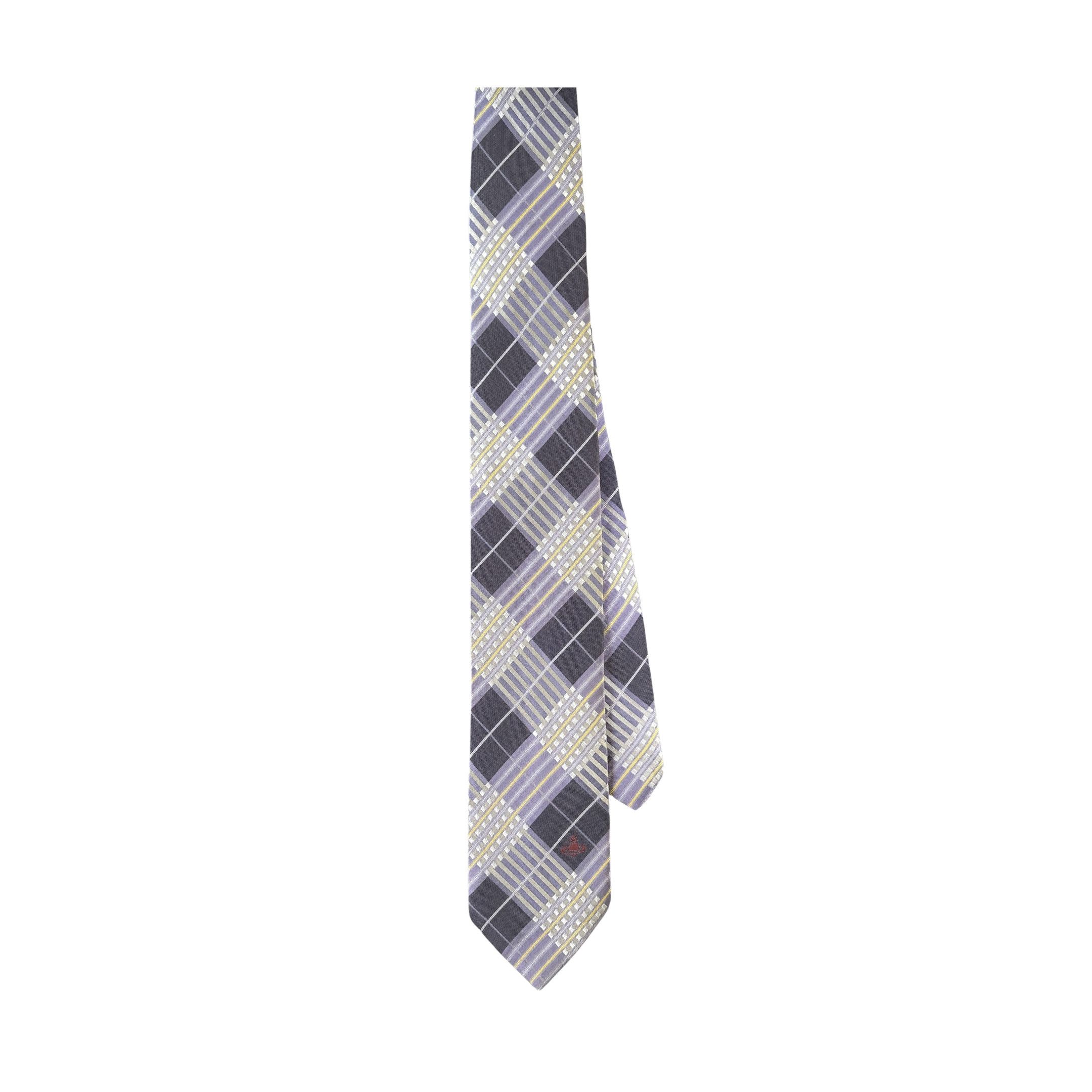 Vivienne Westwood Silk Tie Light Purple and Gray Plaid Size ONE SIZE - 3 Thumbnail