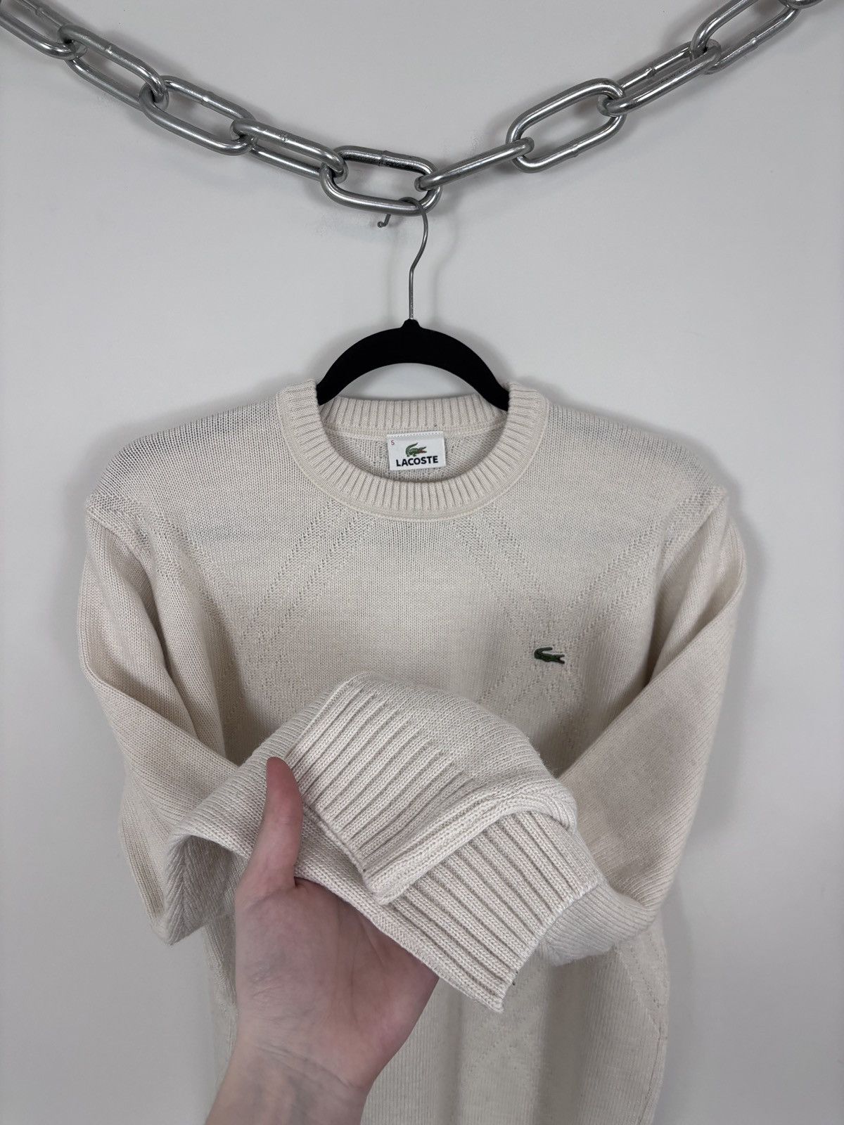 Lacoste Lacoste Vintage Men’s Ivory Argyle Knit Wool Blend Sweater Size US M / EU 48-50 / 2 - 8 Thumbnail