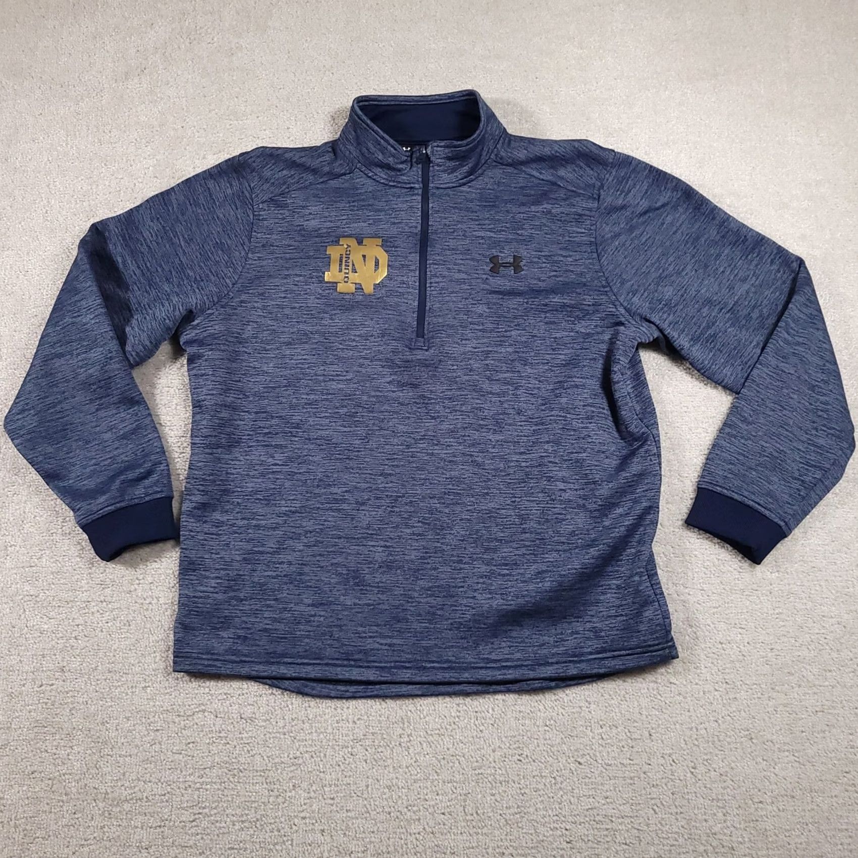 Under Armour Under Armour ColdGear 1/4 Zip Pullover Sweatshirt Mens Large Blue Size US L / EU 52-54 / 3 - 2 Thumbnail