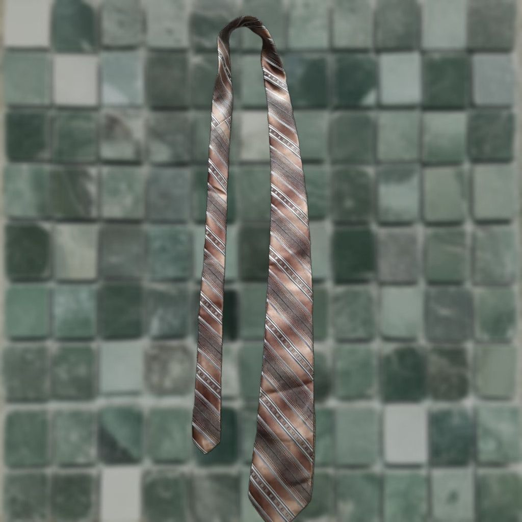 Vintage BRUT Tan NECKTIE Striped Tie Mens Adult Brown Tie Neckwear Size ONE SIZE - 1 Thumbnail