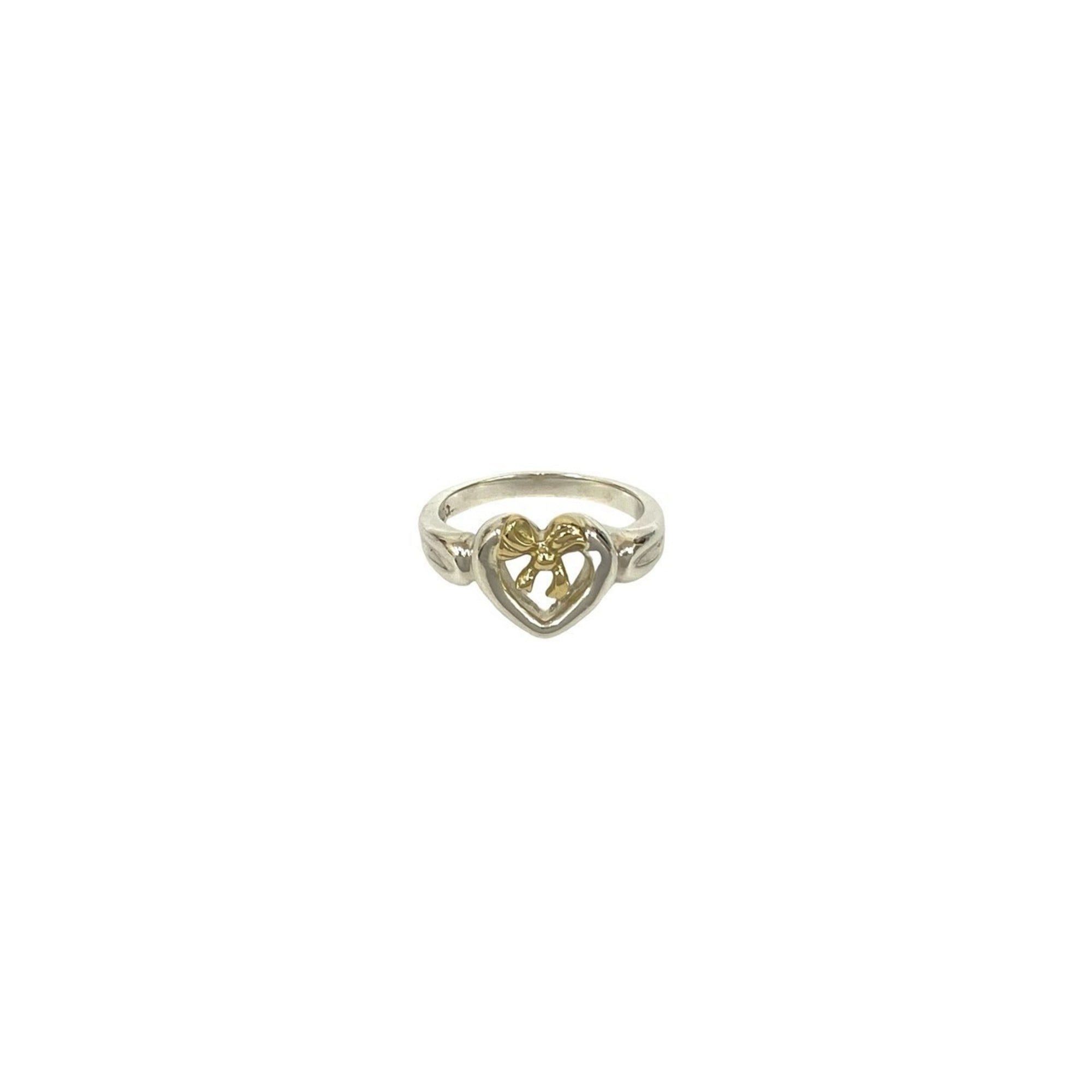 Tiffany & Co. TIFFANY&Co. Tiffany Heart Ribbon Combination Ring, Sterling Silver 925 & 18K Gold, Size 10, Item No. 27923 Size ONE SIZE - 1 Thumbnail