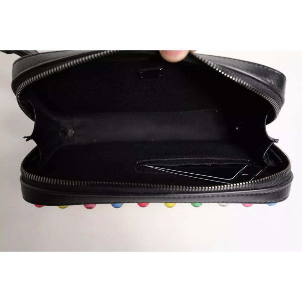 Dolce & Gabbana Dolce & Gabbana Black Leather LED Logo Wrist Strap Clutch Ba Size ONE SIZE - 7 Thumbnail