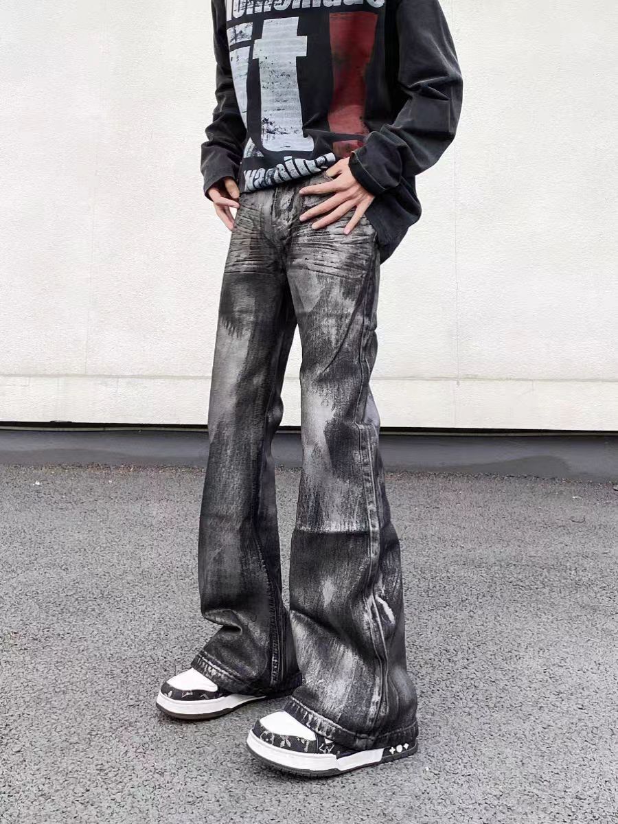 Designer × Jean × Vintage High street vintage batik dirty wash graffiti baggy jeans Size US 34 / EU 50 - 3 Thumbnail