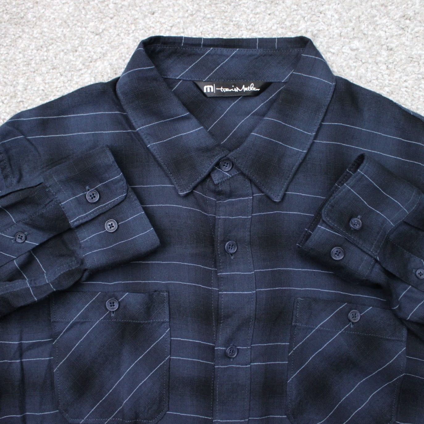 TravisMathew Travis Mathew Shirt Mens Medium Blue Plaid Flannel Rayon/Cotton Long Sleeve Button-Up Shirt Size US M / EU 48-50 / 2 - 2 Thumbnail