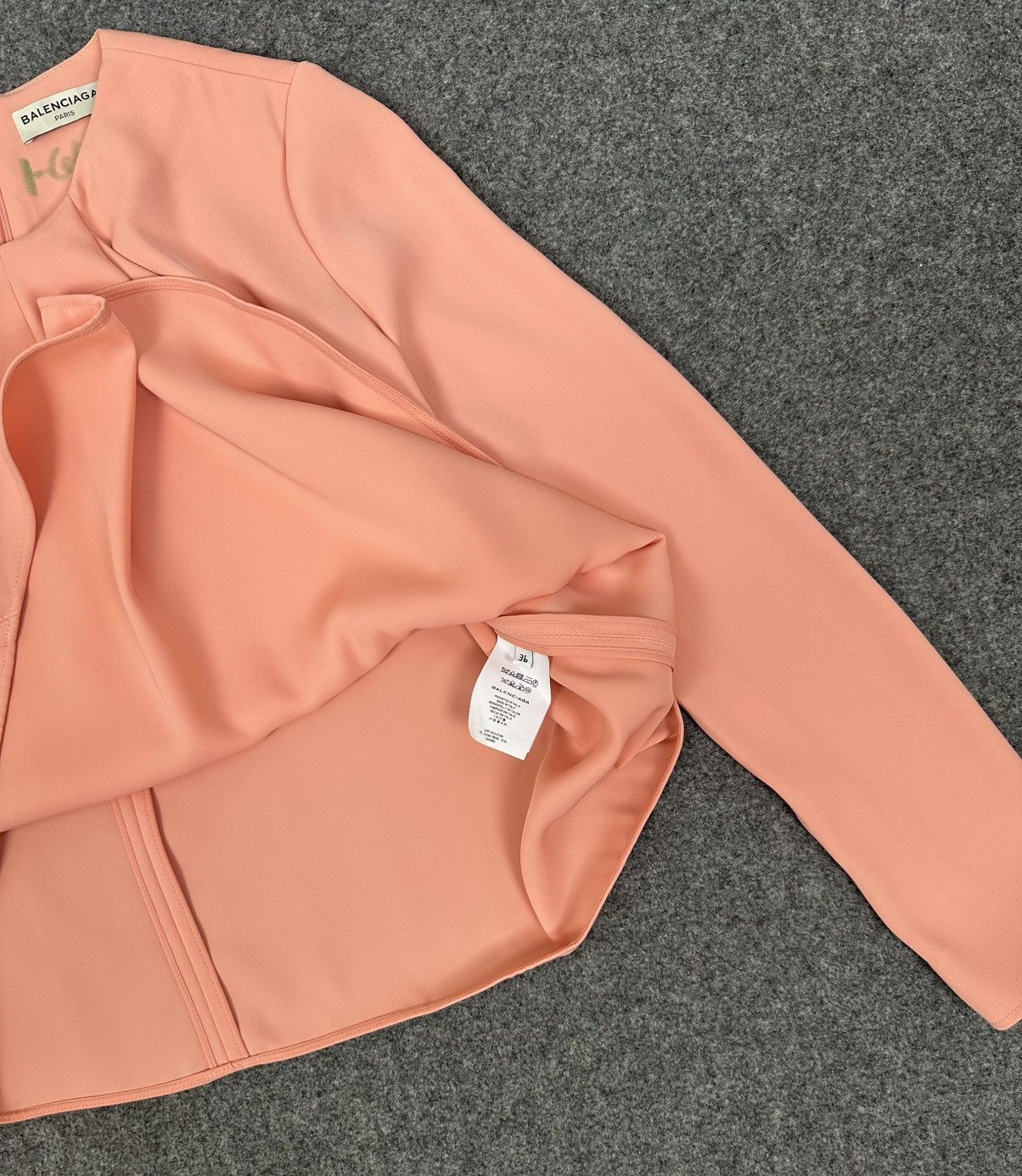 Balenciaga Balenciaga S/S15 Pleated Polyester Peach Long Sleeve Blouse Size XS / US 0-2 / IT 36-38 - 6 Thumbnail