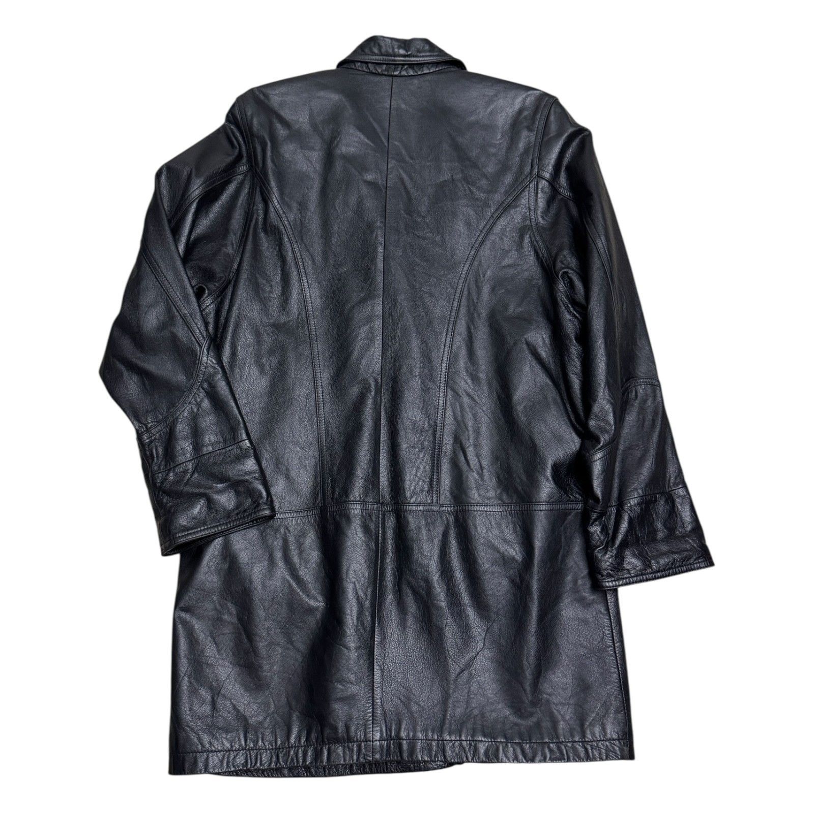 Vintage VINTAGE LEATHER Carlo Amboldi Long Trench Retro Coat Small Size S / US 4 / IT 40 - 4 Thumbnail