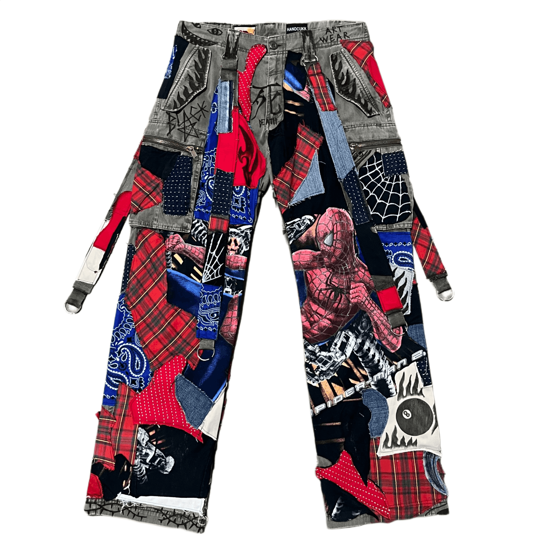Handmade Custom Patchwork Bondage Spiderman Cargo Pants Size US 32 / EU 48 - 1 Thumbnail