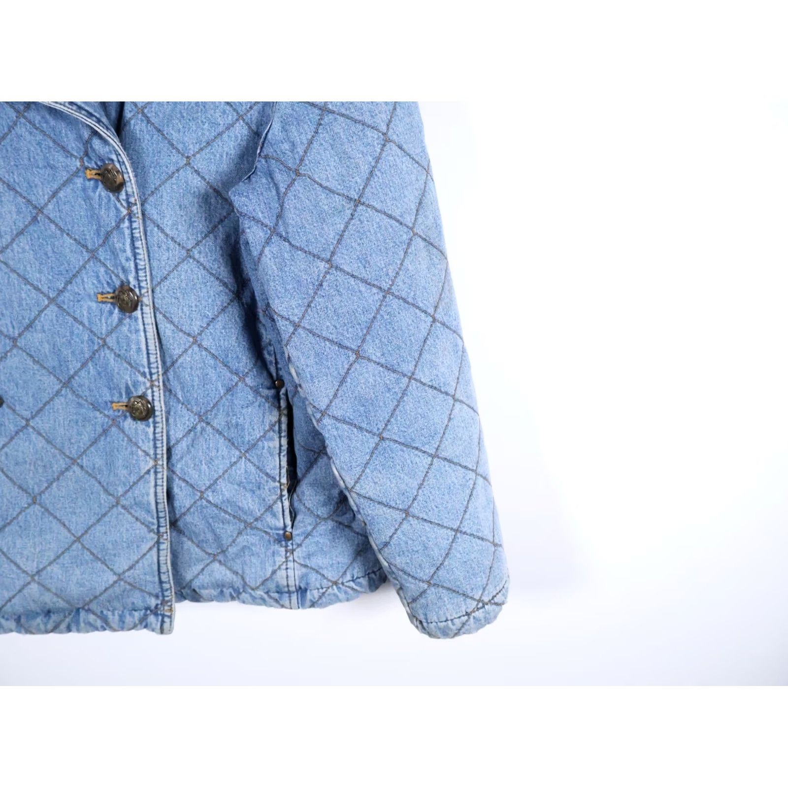 Vintage Lauren Jeans Co. Polo Ralph Blue Quilted Double Breasted Peacoat Women's Small Size 28" / US 6 / IT 42 - 7 Thumbnail