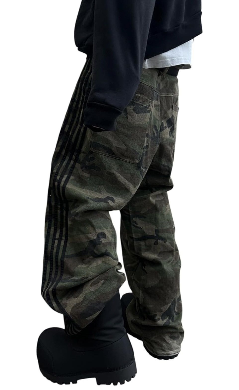 Other Men Track Jeans Side Stripe Low Rise Baggy Wide Leg Size US 36 / EU 52 - 2 Thumbnail