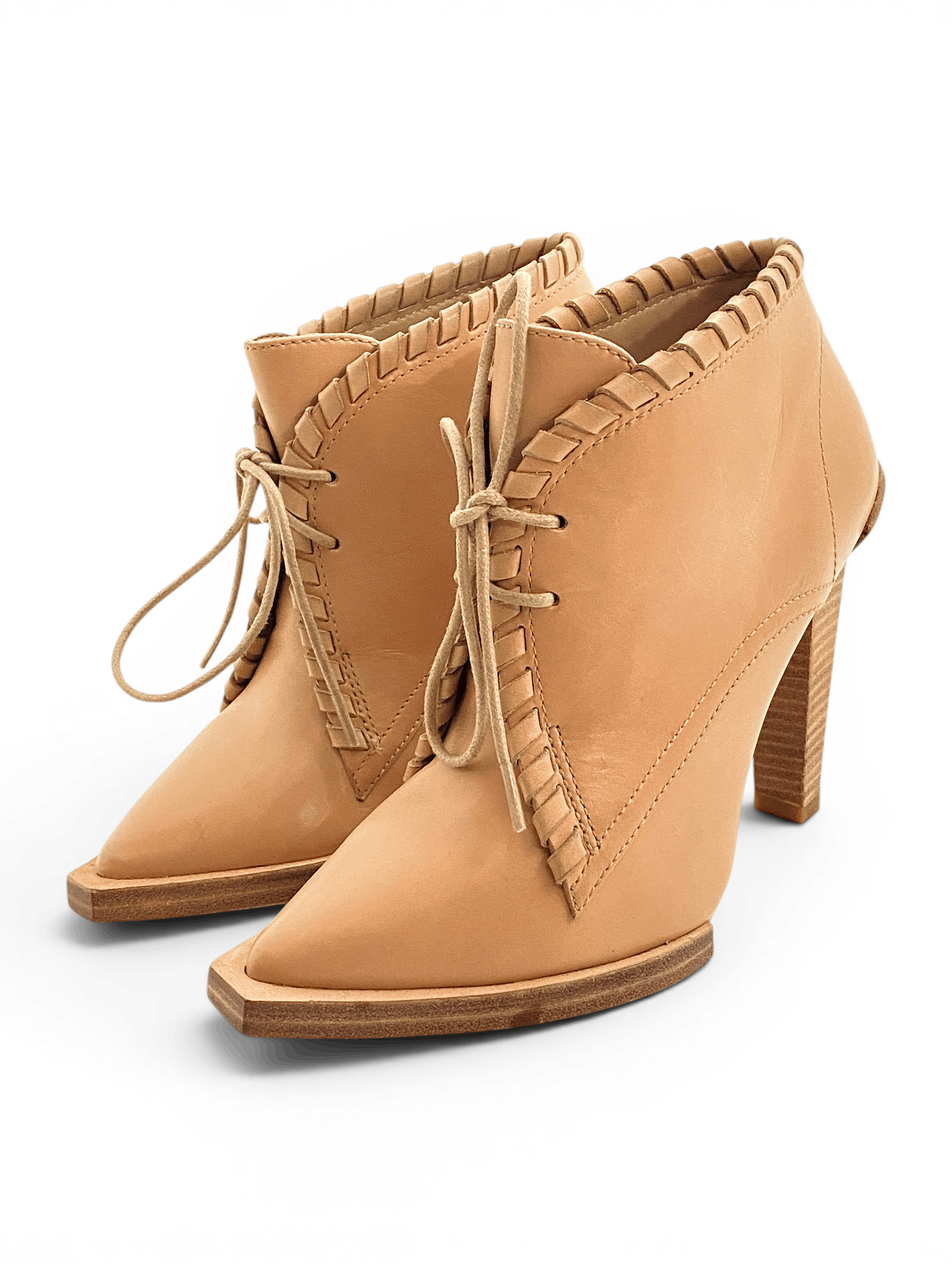 Alexander Wang Alexander Wang Sofi Beige Leather Lace-Up Heel Ankle Boots Size US 5 / IT 35 - 1 Thumbnail