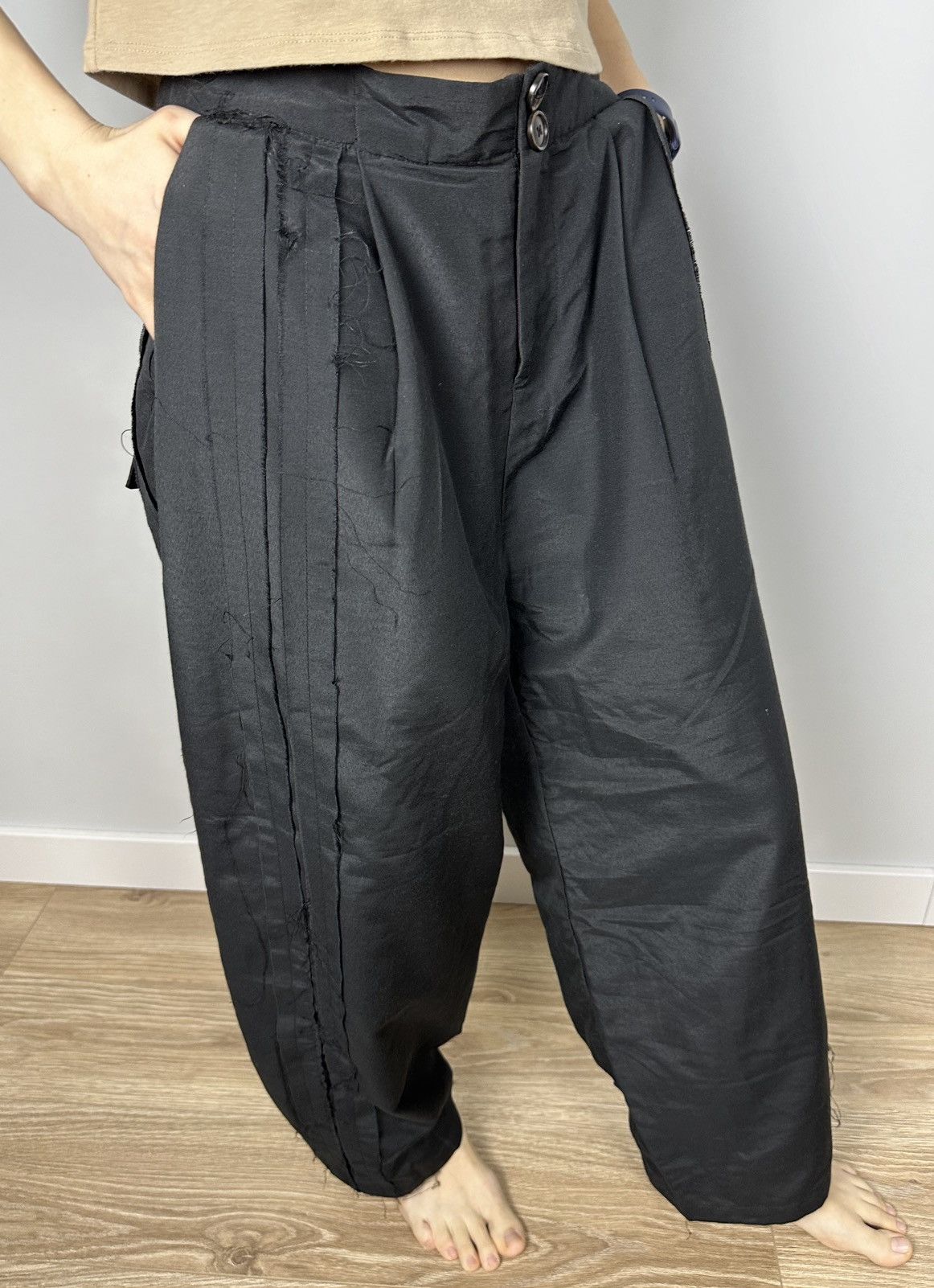 Aleksandr Manamis Aleksandr Manamis linen Stripe Avant Garde Cotton pants Size 25" / US 0 / IT 36 - 2 Thumbnail