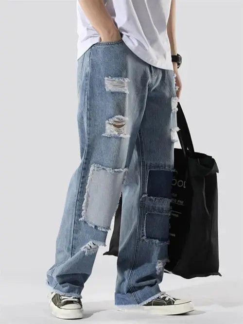 Jean Patch Skate Ripped Denim Jeans Loose fit Size US 36 / EU 52 - 2 Thumbnail