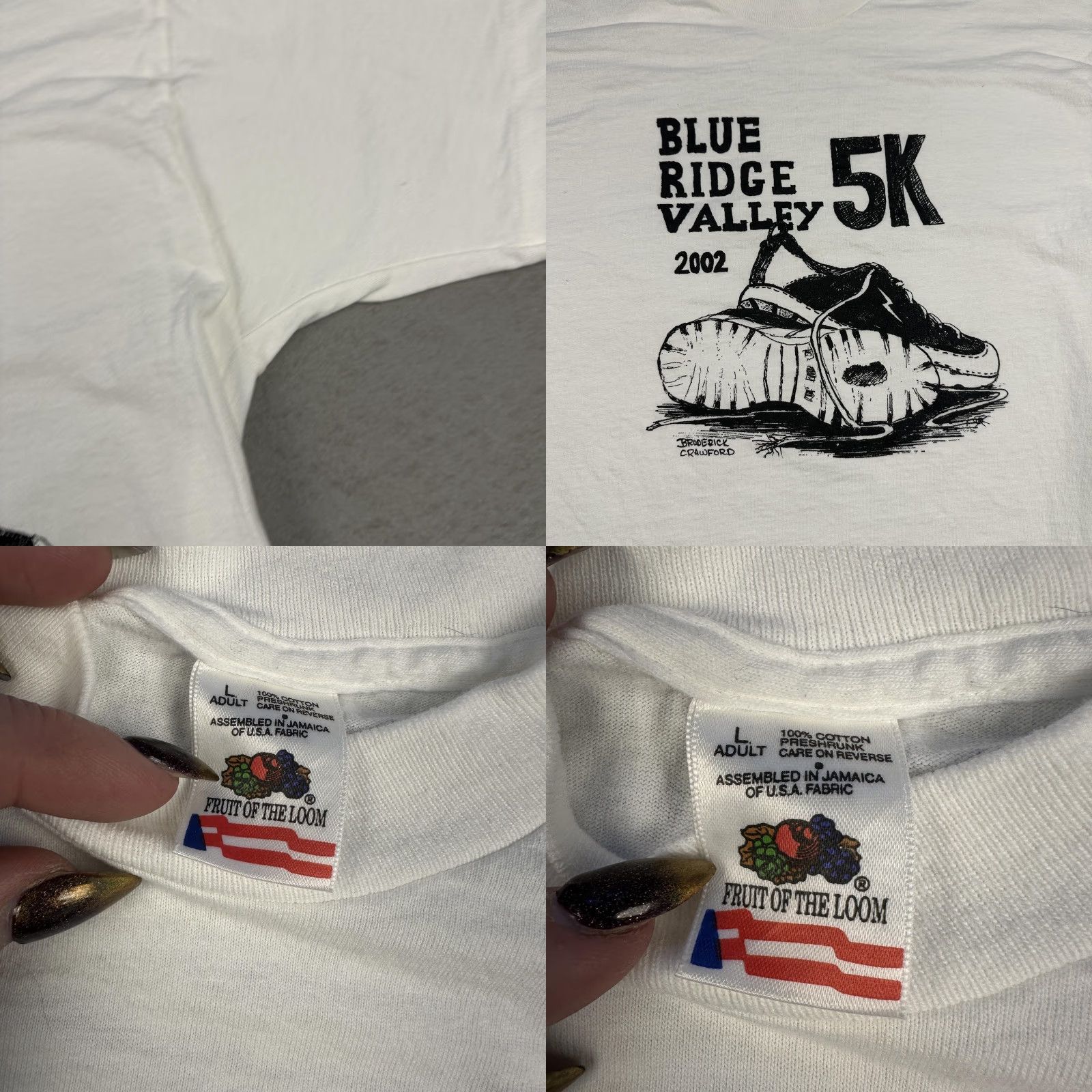Fruit Of The Loom VINTAGE Fruit of the Loom White T-Shirt Mens Large 2000s Blue Ridge Valley 5K Shirt Graphic Print"} Size US L / EU 52-54 / 3 - 8 Thumbnail