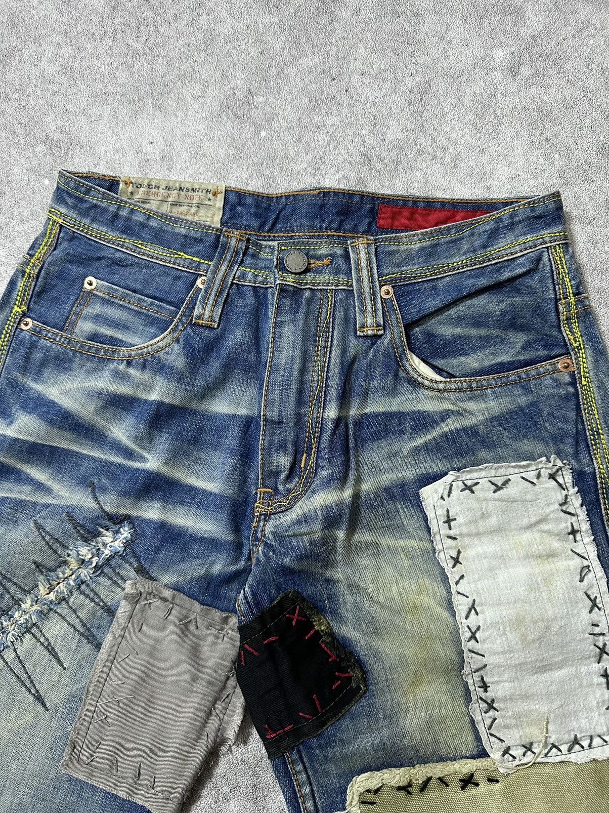 Japanese Brand Vintage Tough Jeans Washed Pacthwork Denim Size US 29 - 6 Thumbnail
