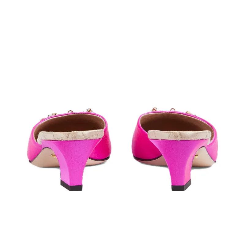 Gucci o1s1wg110125 Horsebit Mules in Fuchsia Size US 7 / IT 37 - 4 Thumbnail