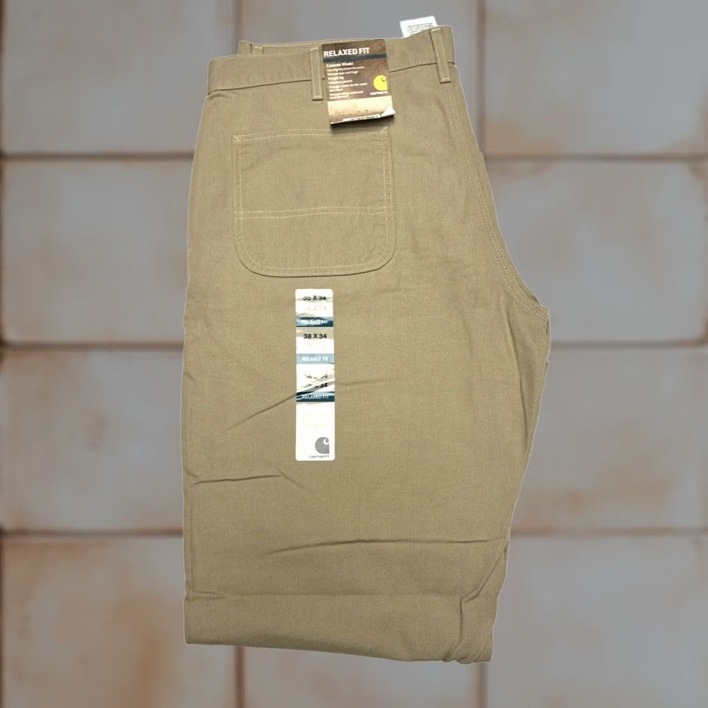 Carhartt Carhartt Relaxed Fit Canvas Work Pants 38x34 Beige Khaki Workwear Outdoors Mens Regular Straight Pocket Classic Logo USA Workwear Size US 38 / EU 54 - 1 Thumbnail