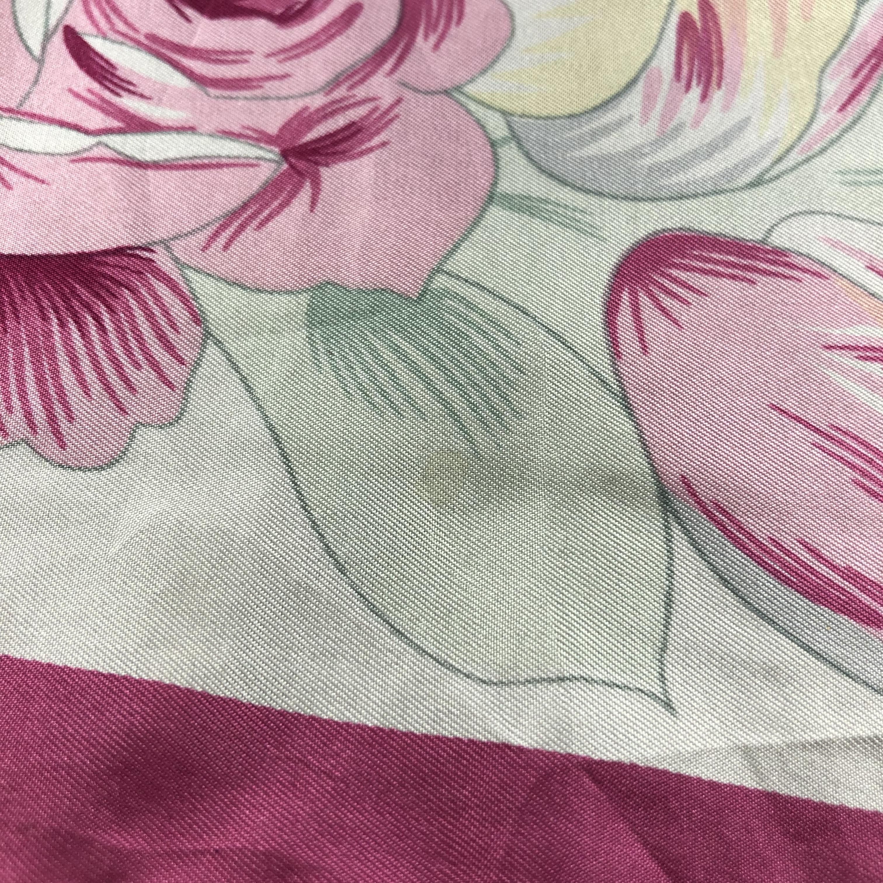 Japanese Brand Vintage Luxury Floral Pink Hand Rolled Silk Scarf M375 Size ONE SIZE - 7 Thumbnail