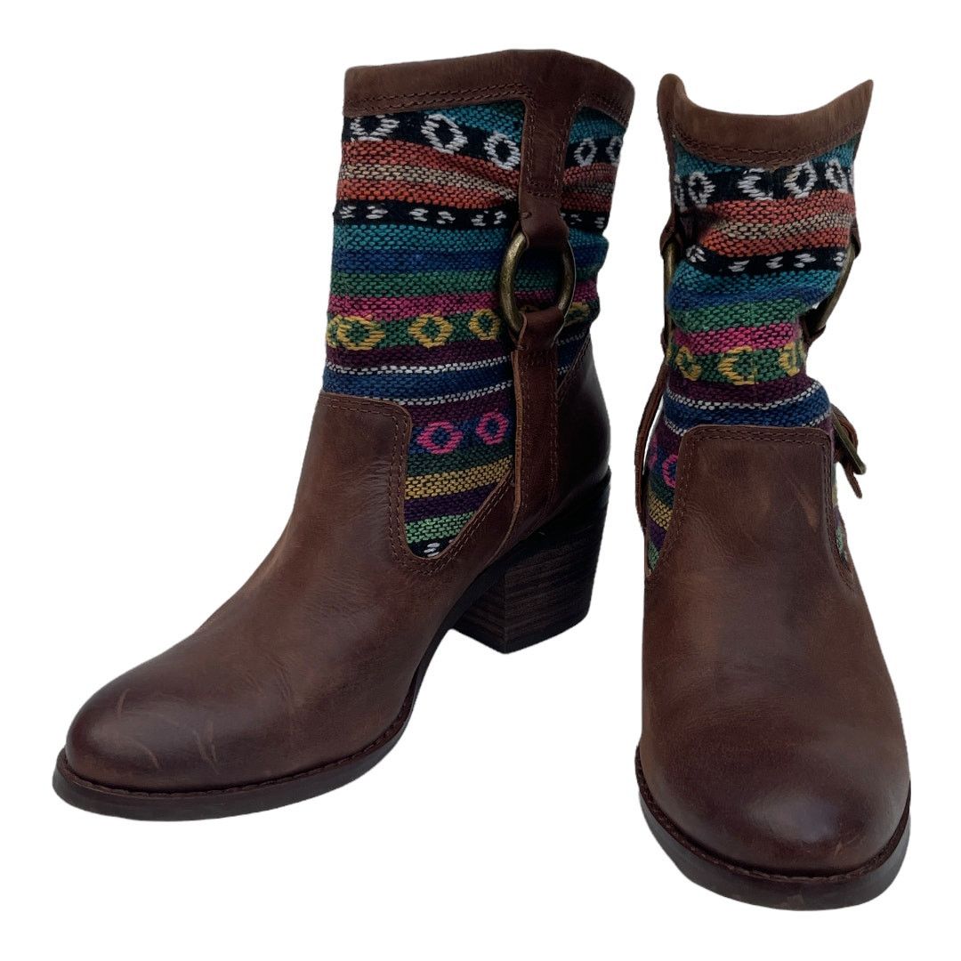 Lucky Brand Lucky Brand Boxer Brown Native Fabric Leather Heel Boot Sz 8 Size US 8 / EU 41 - 6 Thumbnail