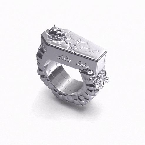 Jewelry Hard Jewelry Fallen Angel Coffin Ring size 8 Stainless Steel Size ONE SIZE - 3 Thumbnail