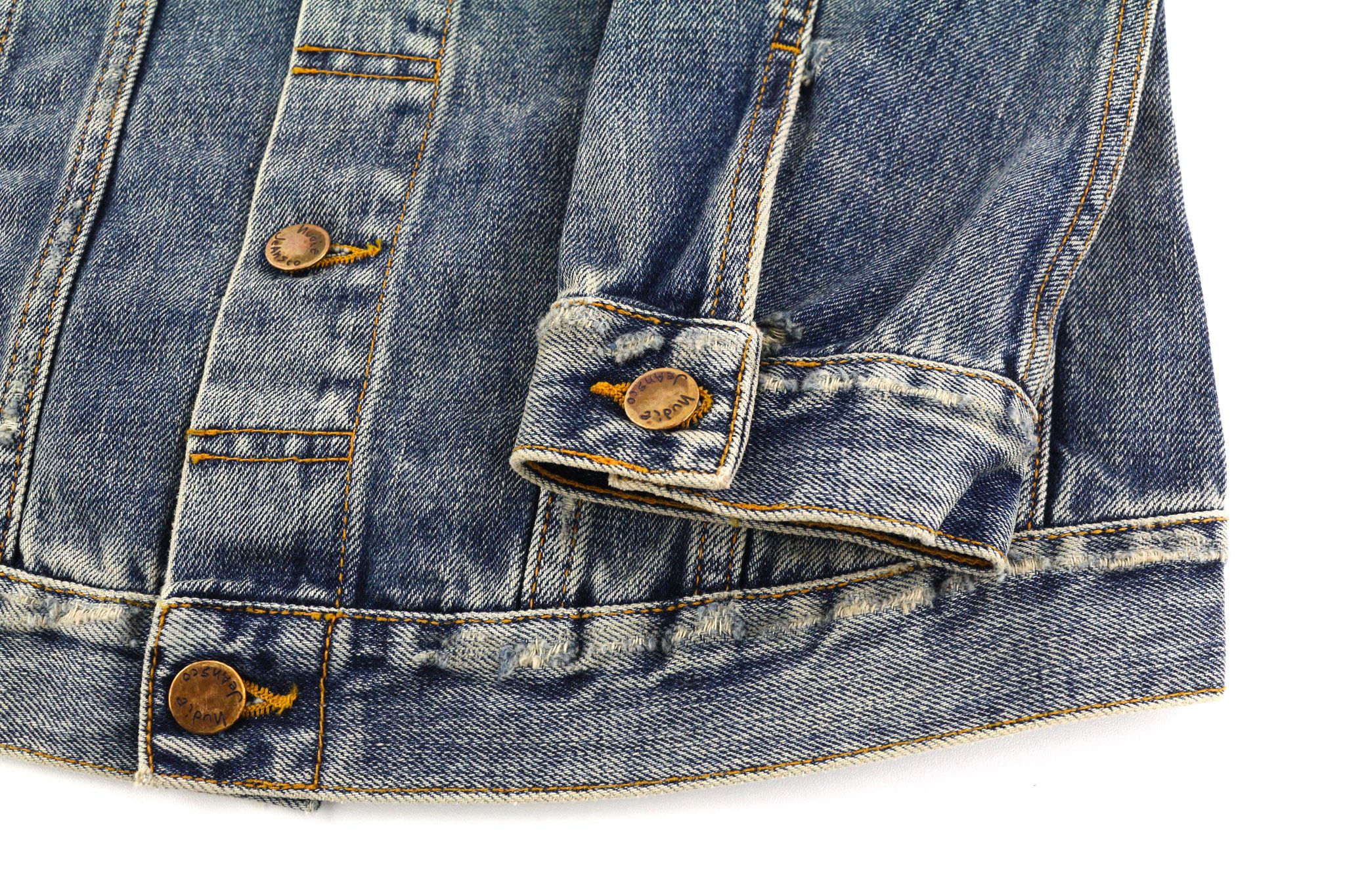 Nudie Jeans BILLY S Shimmering Indigo Ripped Denim Logo Jacket 82490 Size US S / EU 44-46 / 1 - 5 Thumbnail