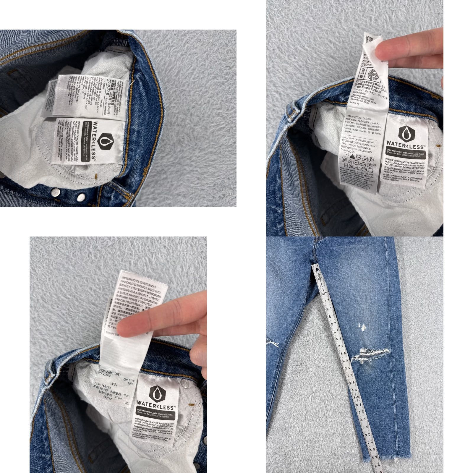 Levi's Levis Premium Jeans Womens 31x27 Blue Denim Wedgie Distressed Big E Size 24" / US 00 / IT 34 - 8 Thumbnail